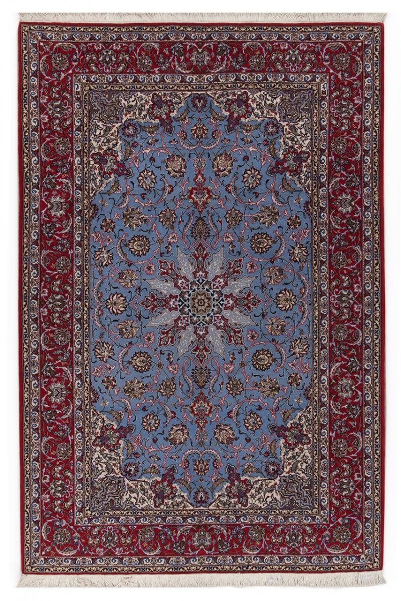 Orientteppich Isfahan Seidenkette 162x241 Handgeknüpfter Orientteppich, Nain Trading, rechteckig, Höhe: 6 mm