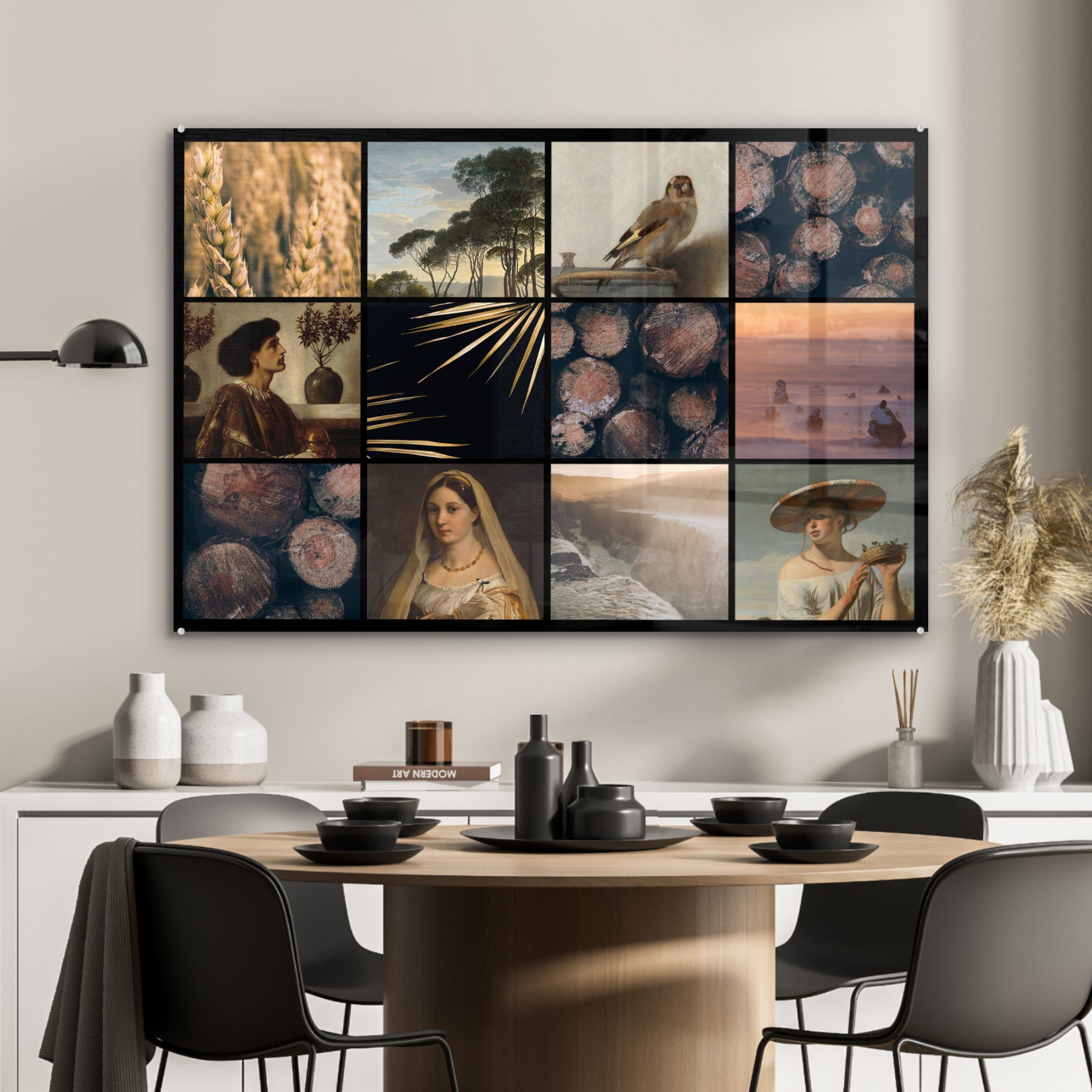 Farben, Meister St), MuchoWow Acrylglasbild & - Alte Collage Schlafzimmer (1 - Acrylglasbilder Wohnzimmer
