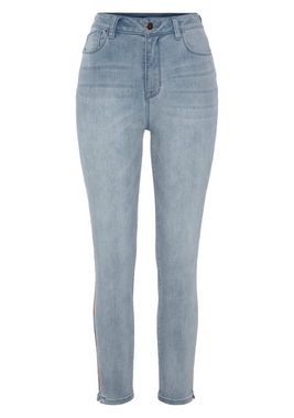 LASCANA High-waist-Jeans mit seitlicher Stickerei, elastische Skinny-Jeans