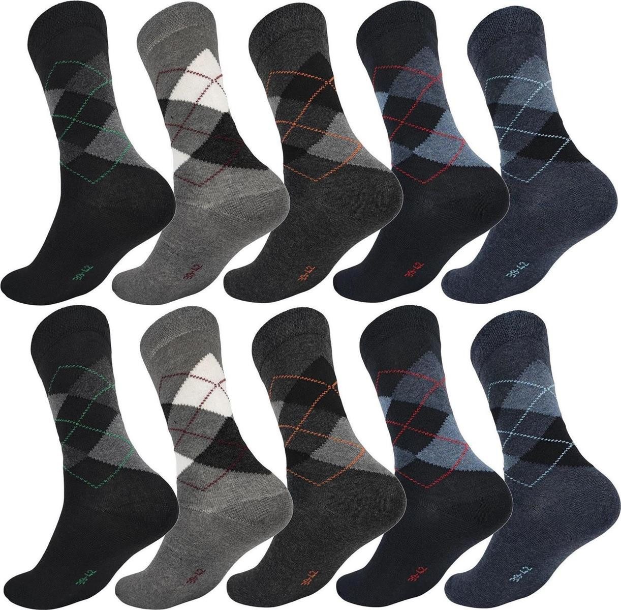 EloModa Basicsocken 10× Herren Socken Komfortbund – 80% Baumwolle – Alltag & Sport – Mehr- (10-Paar) mit Komfortbund ohne Gummi