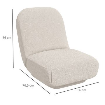 HOMCOM Sitzkissen Bodensessel, Bodenstuhl, Bodensofa mit Samtoptik, Bodensessel, Lazy Sofa, Creme, 56 x 76,5 x 66 cm