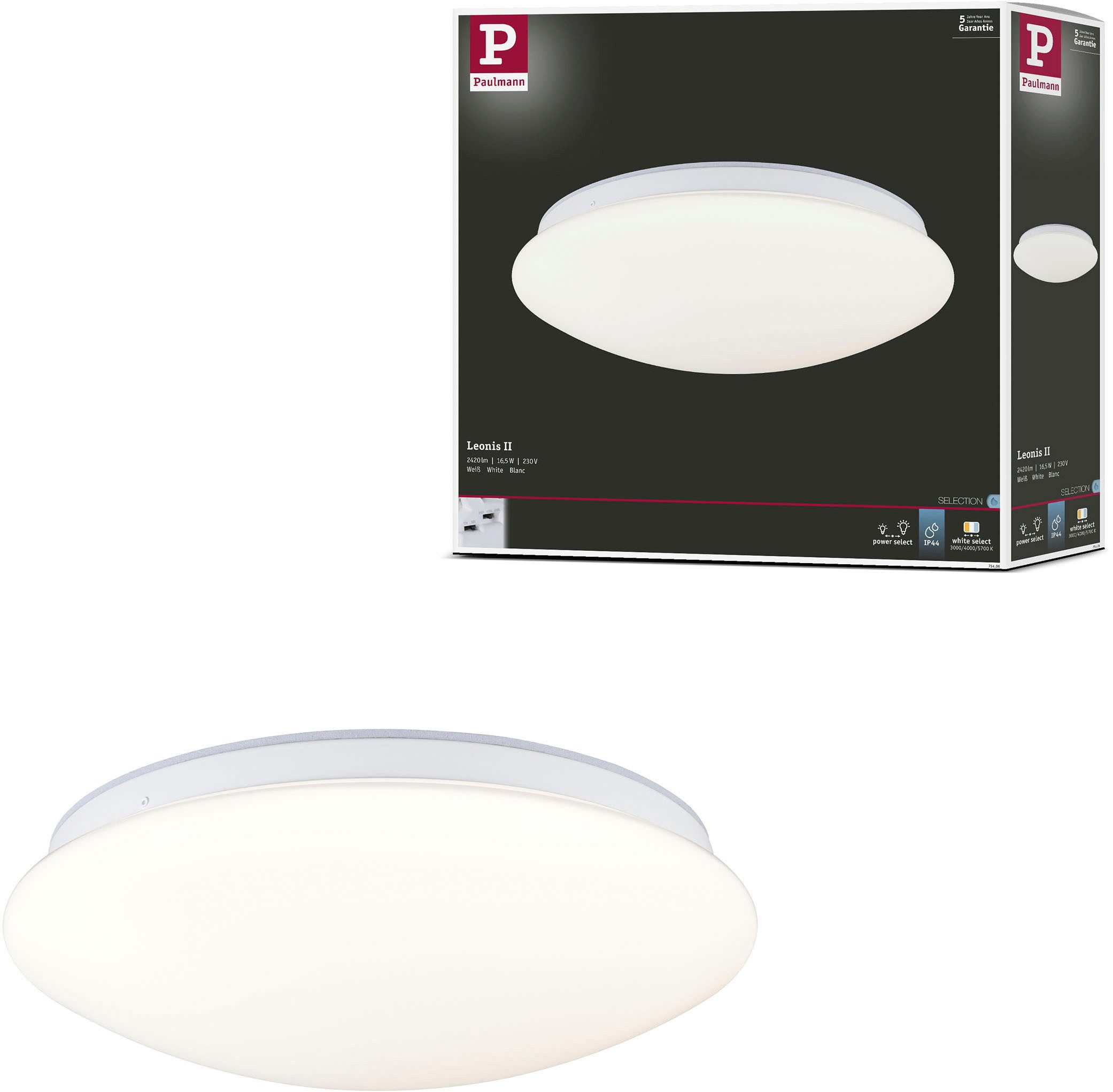 Paulmann LED Wandleuchte LED Wandleuchte Leonis IP44 weiß, LED fest integriert, mehrere Helligkeitsstufen, Farbwechsler, Farbsteuerung