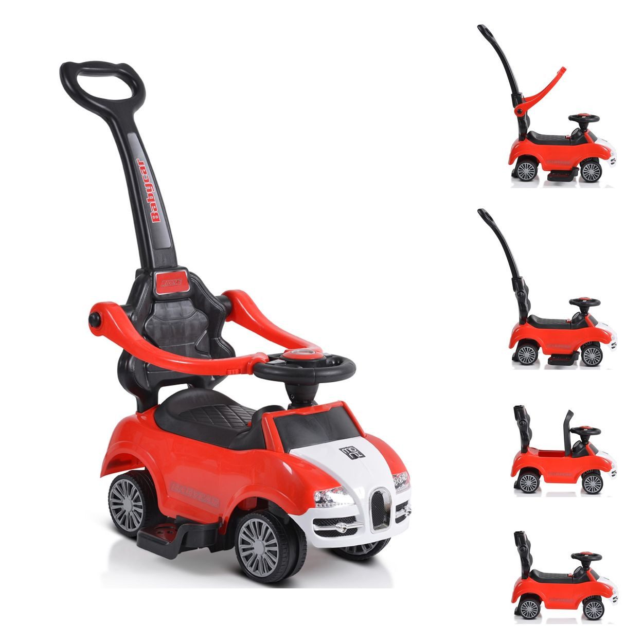 Moni Rutscher Rider 308 2 in 1, Schiebestange, Sicherheitsbügel, Fußstützen, Musikfunktion, Staufach