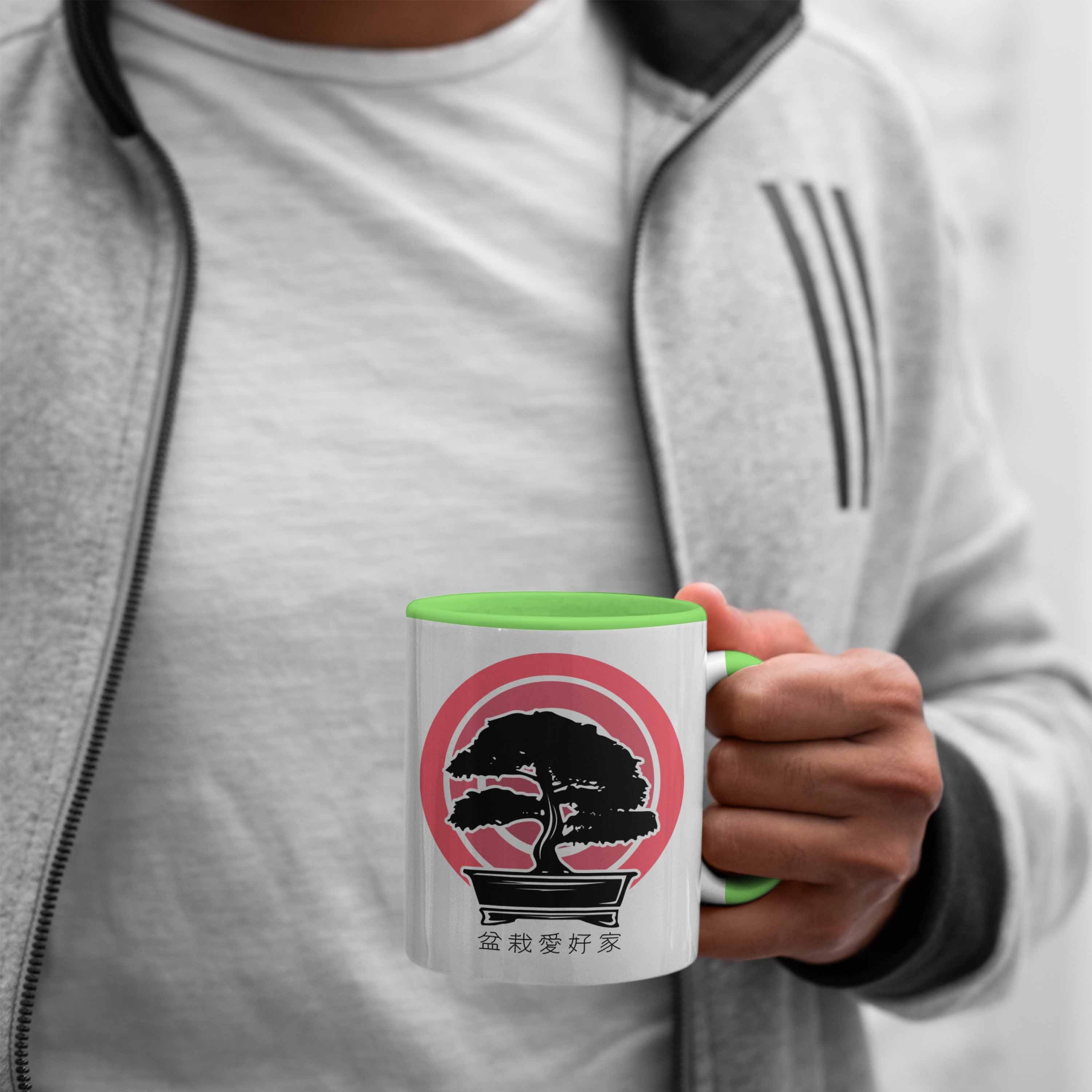 Trendation Geschenk Tasse Grafik Bonsai-Liebhaber Grün Tasse Bonsai für Lustige