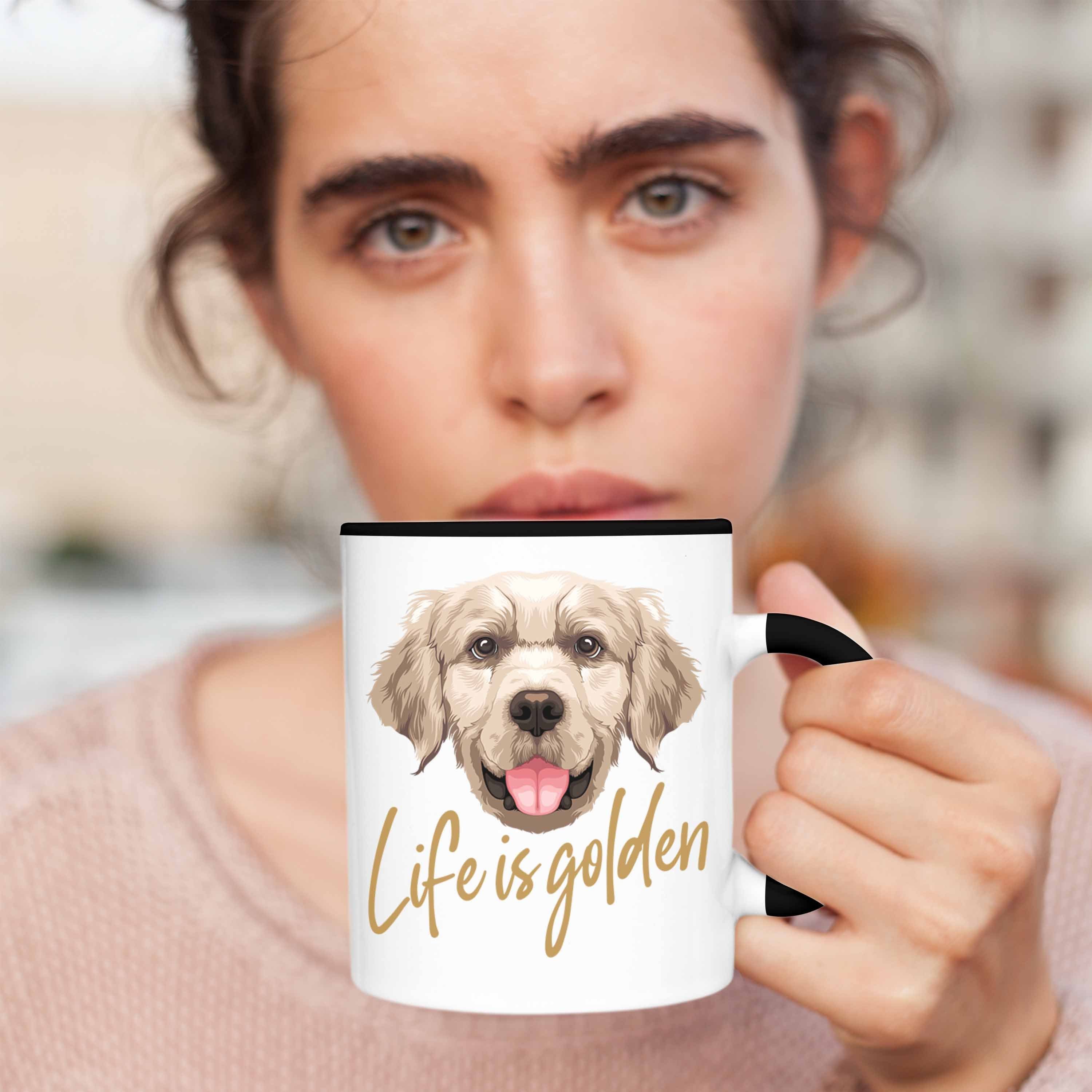Tasse Geschenk Retriever Golden Is Life Tasse Trendation Schwarz Golden Besitzer Hundebesitzer