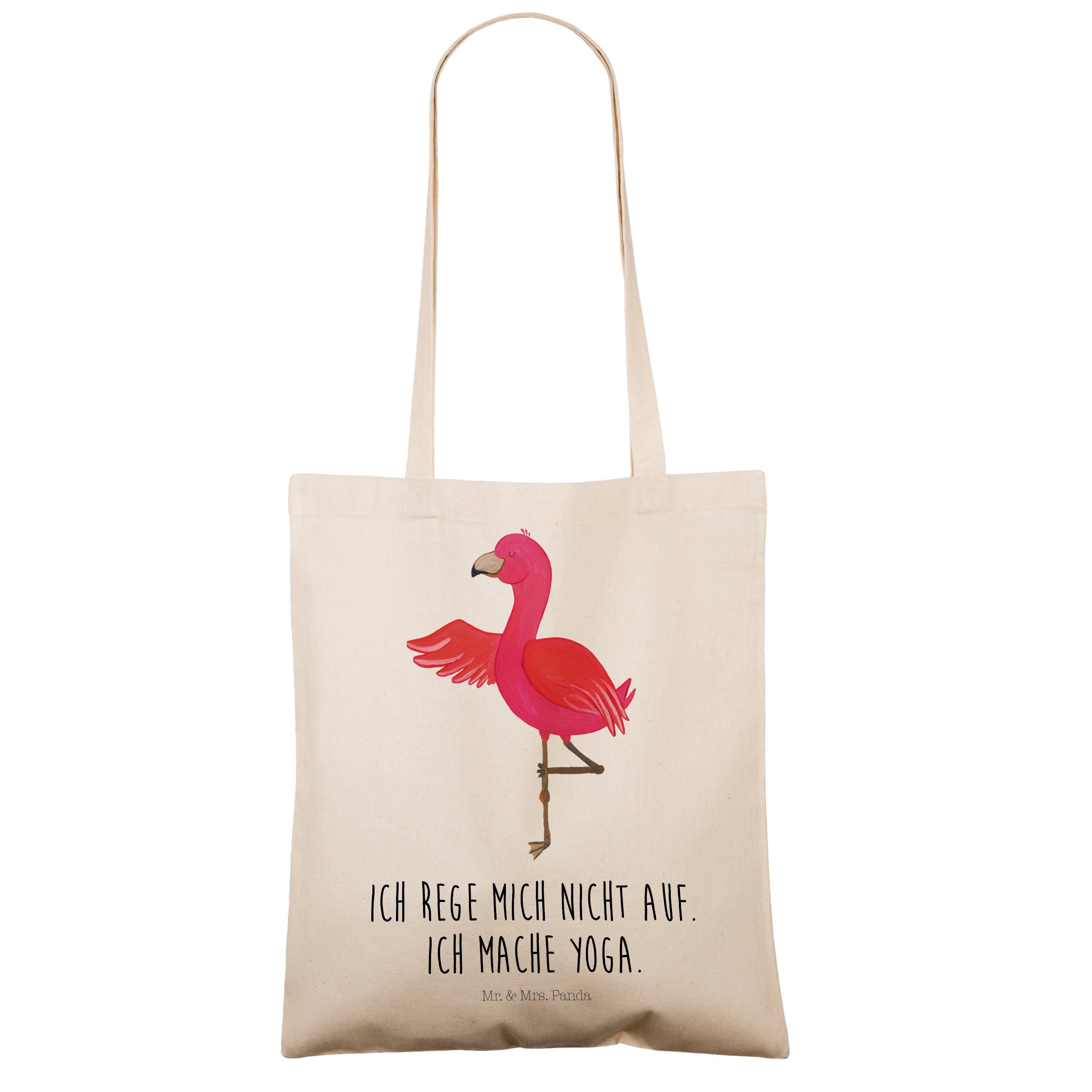 Transparent Flamingo (1-tlg) & Einkaufstasche, Tragetasche Yoga - Panda Geschenk, Mr. - Yogi, Stoffbe Mrs.