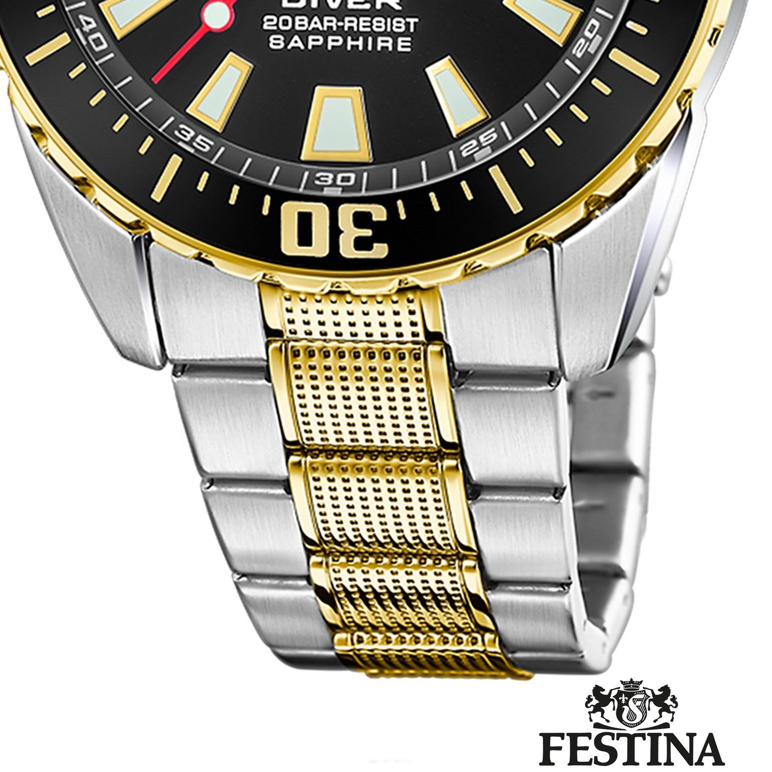Festina Quarzuhr Festina Herrenuhr The Originals, (Analoguhr), Herren Armbanduhr rund, Edelstahlarmband silber, gold, Casual
