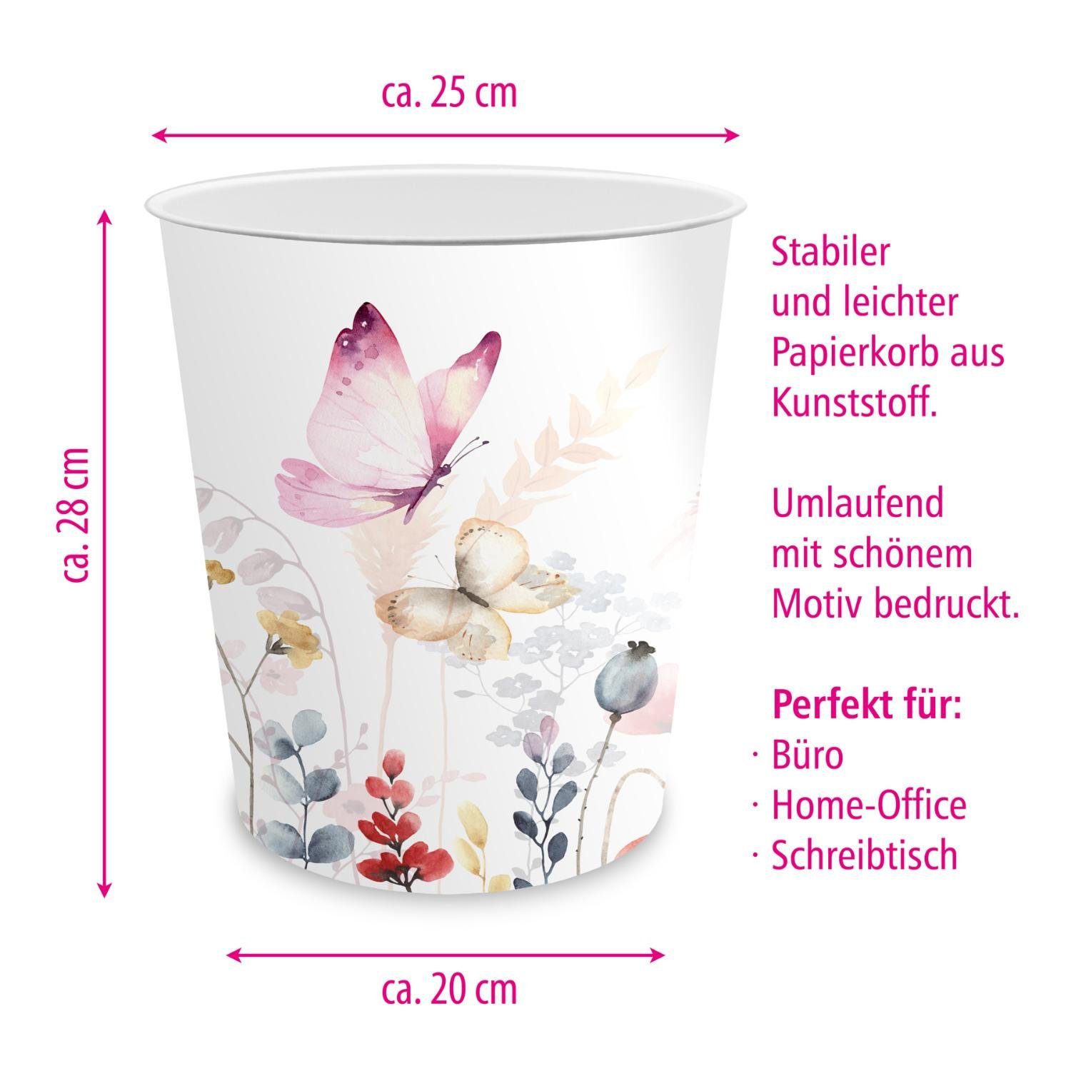 itenga Papierkorb itenga Papierkorb für Kinder - Motiv Schmetterling - ca. 11 Liter