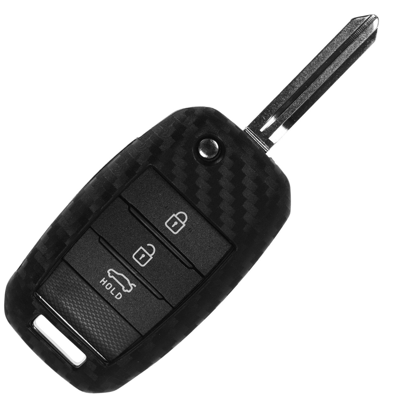 3 Silikon Carbon KEYLESS Look, Softcase Soul Schutzhülle Picantio Ceed Schlüsseltasche Stonic im KIA Rio mt-key für Autoschlüssel Tasten Sportage