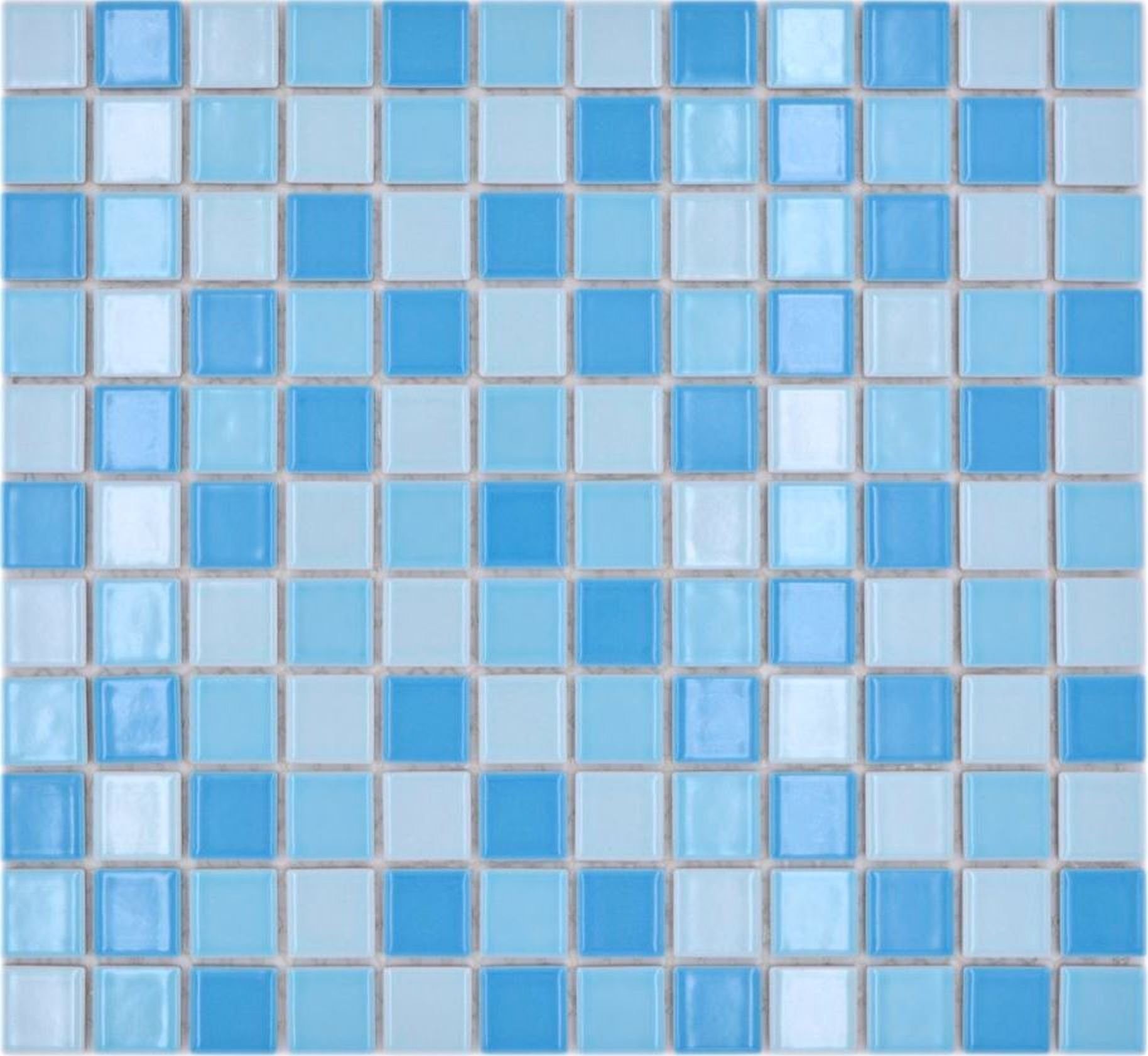 glänzend Mosaik Mosaikfliesen mix Mosaikfliese Keramik blau Schwimmbad Mosani Duschwand