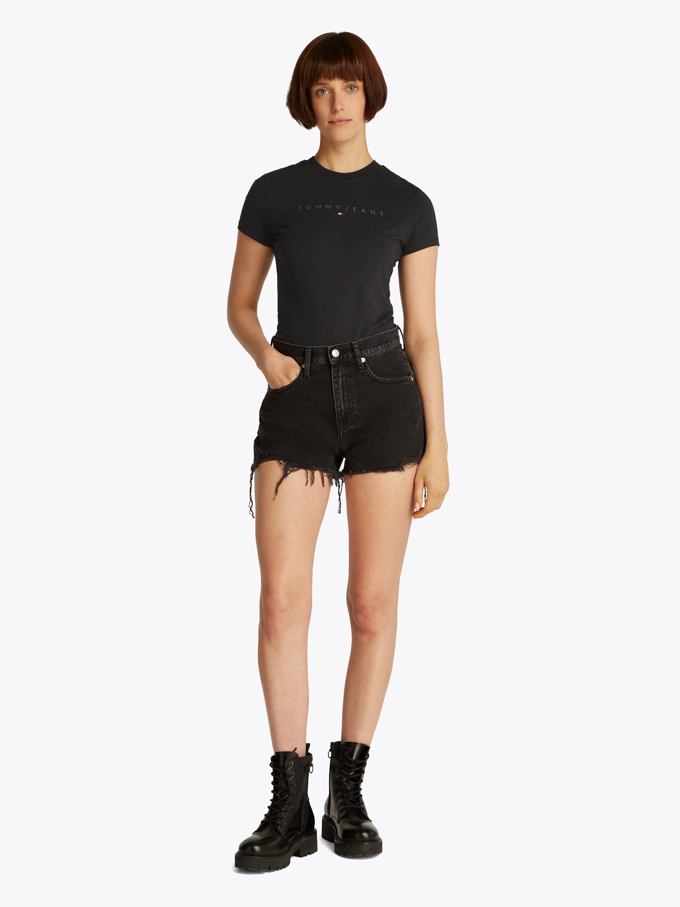 Tommy Jeans Curve T-Shirt TJW SLIM TONAL LINEAR TEE EXT in Großen Größen, Logodruck, Figurbetont