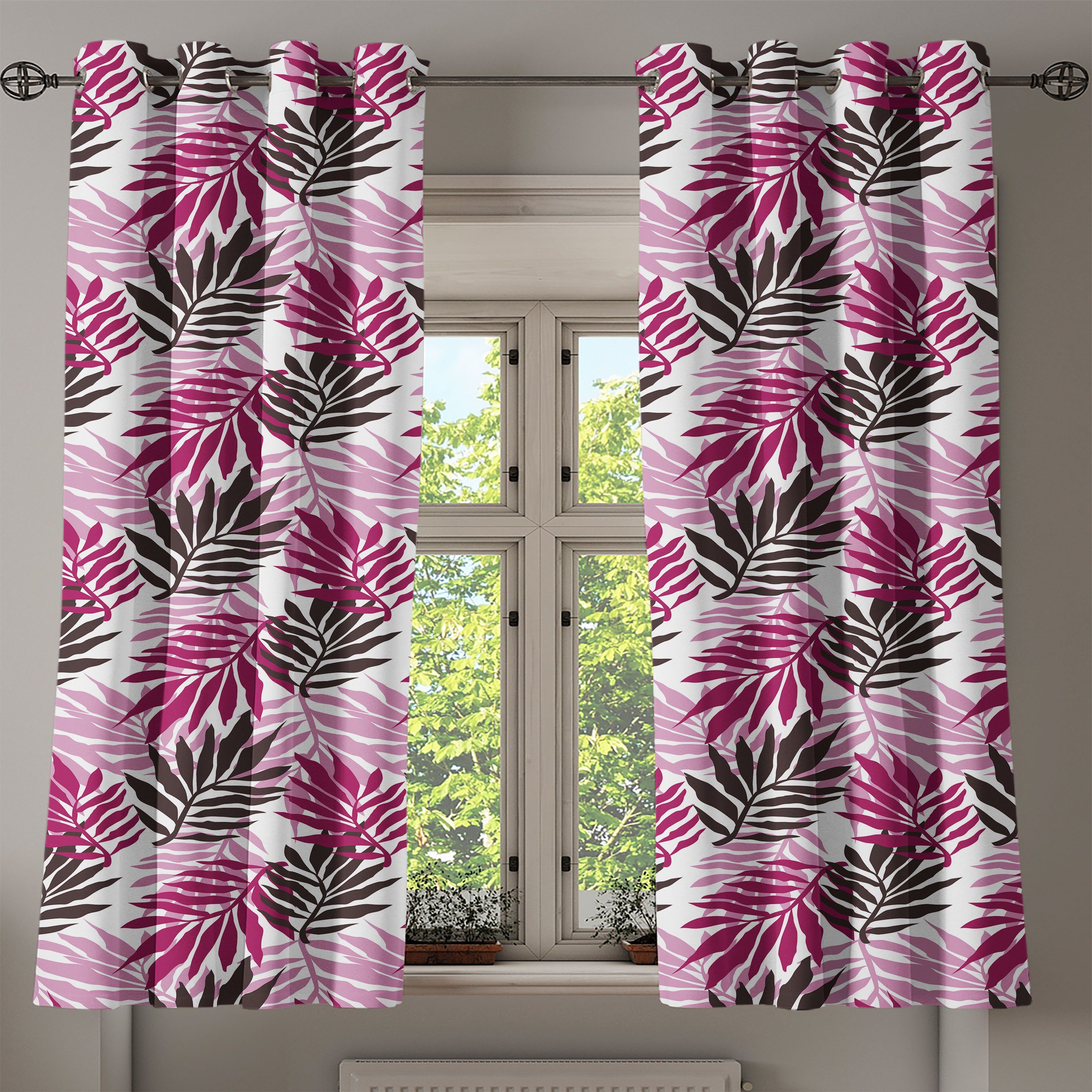 Gardine Dekorative 2-Panel-Fenstervorhänge Tropischer Abakuhaus, für Schlafzimmer üppiger Exotisch Wald Wohnzimmer