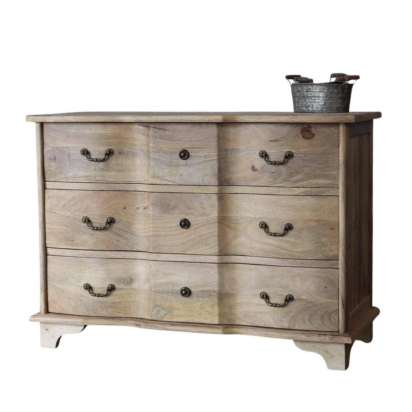 baario Kommode Kommode ARZANO braun massiv, Mangoholz Schubladenkommode Antik Design