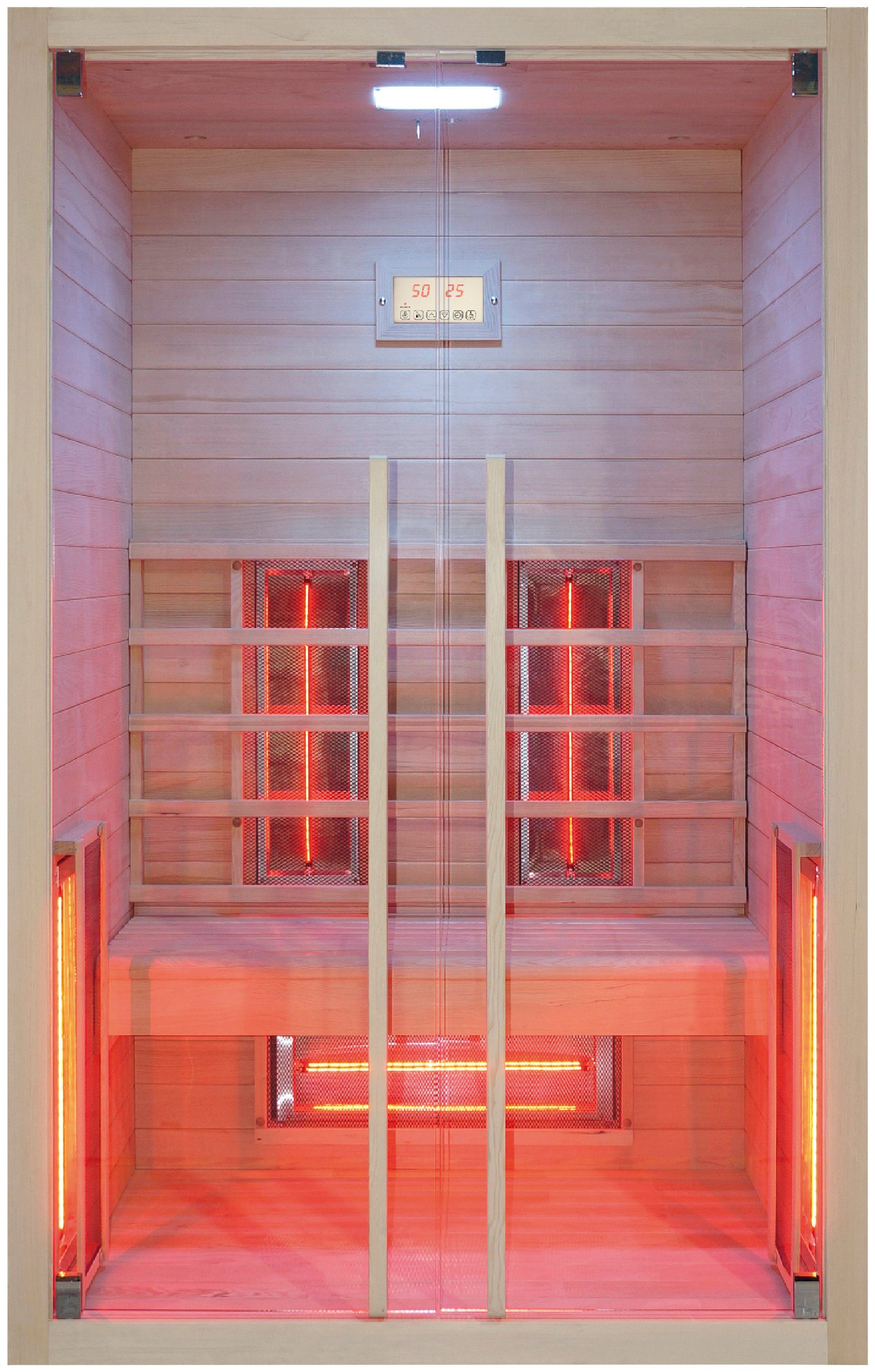 RORO Sauna & Spa Infrarotkabine ABN H102, BxTxH: 120 x 90,4 x 190 cm, 45 mm, Fronteinstieg, inkl Fußboden und Steuergerät