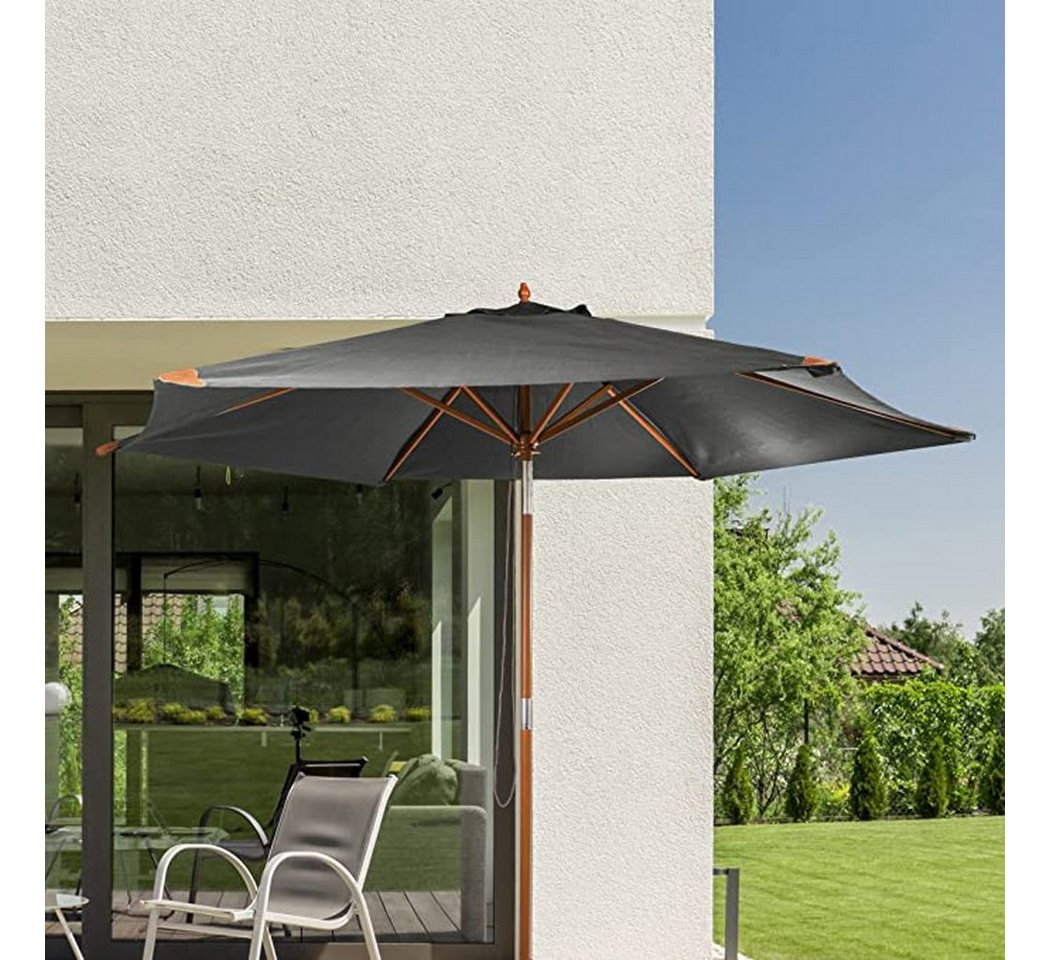 Thumbnail - habeig Sonnenschirm Sonnenschirm 300 cm aus Holz mit UV 50+ Marktschirm Schirm