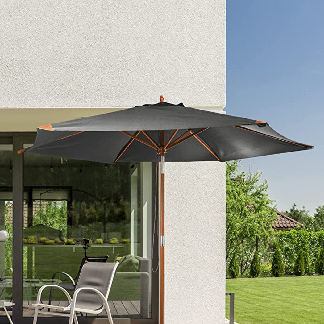 habeig Sonnenschirm #138 Eckig 2,5 x 2,5 Gartenschirm Schirm Kurbel weiß 40+UV Marktschirm Anthrazit 