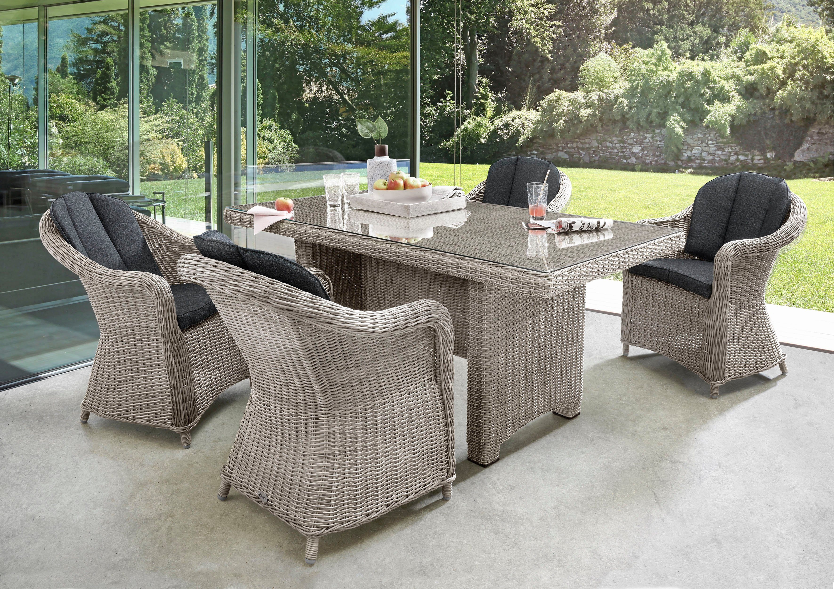 Destiny Garten-Essgruppe MALAGA LUNA, (Set, 13-tlg), Aluminium, Polyrattan
