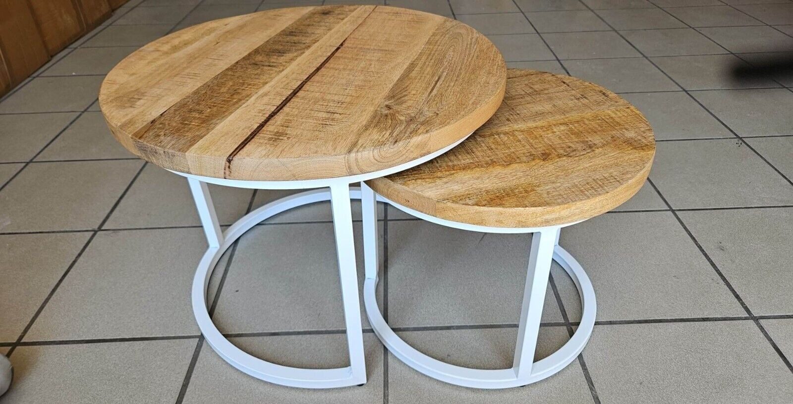 Couchcenter Couchtisch 2er Set Couchtische Satztische Sam Mango Holz Metall günstig online kaufen