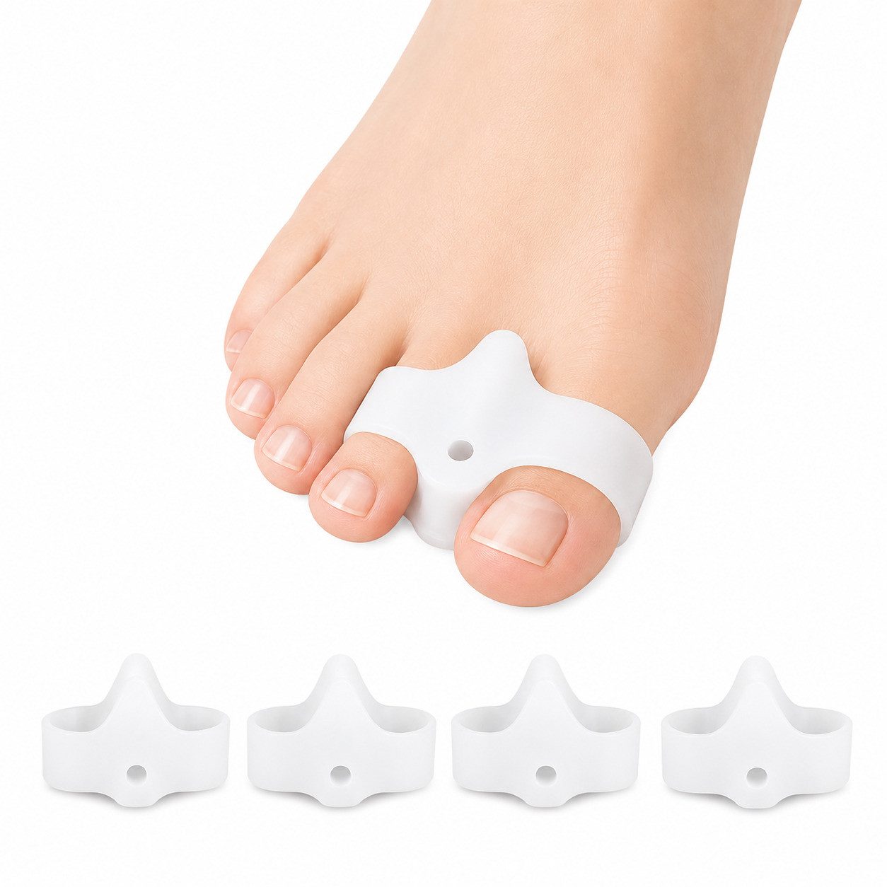 COOL-i ® Zehenkorrektor Zehenkorrektor Set – 2 Paar Gel-Zehentrenner, bei Hallux Valgus & überlappenden Zehen
