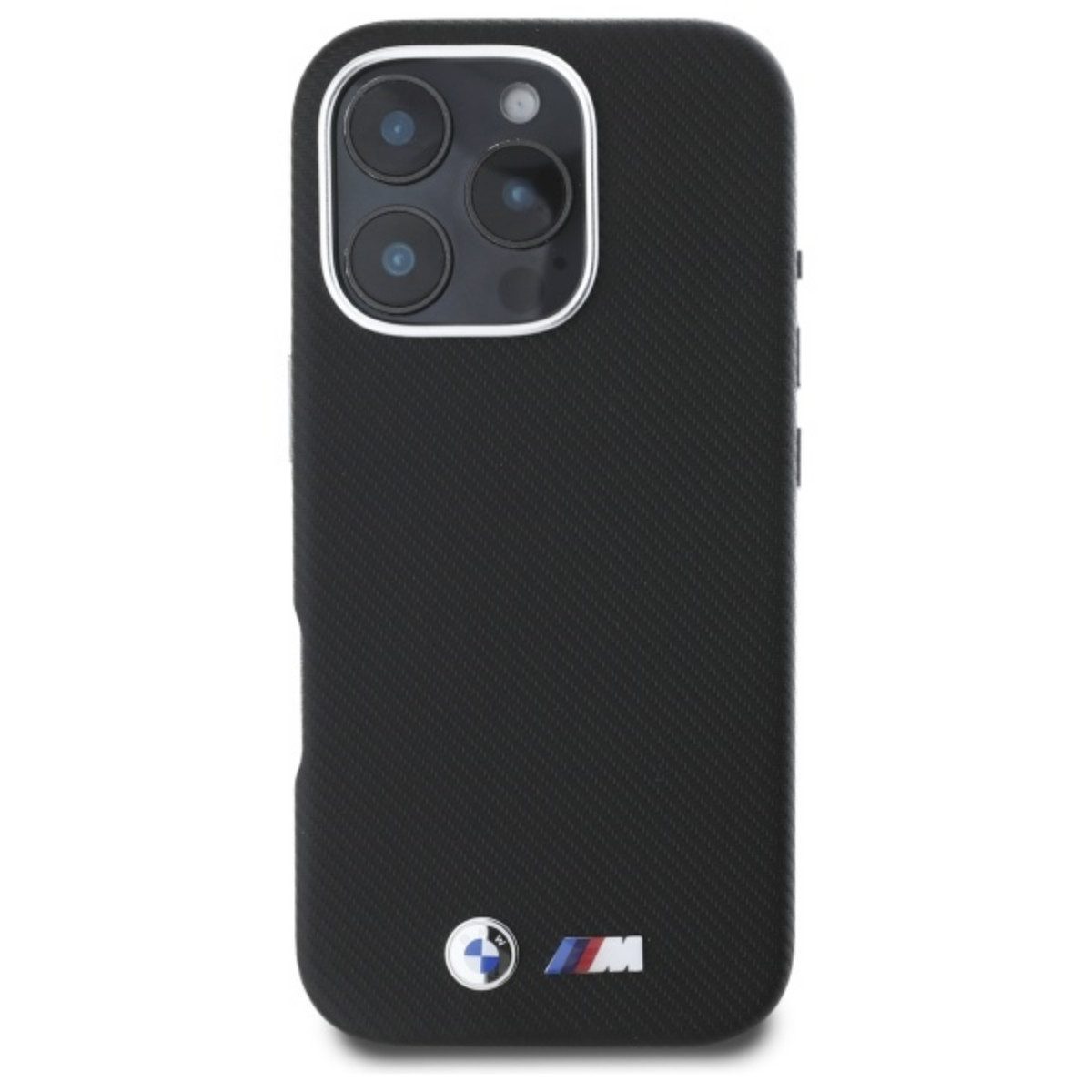 BMW Handyhülle Kevlar MetallCase mit Magnetfunktion Kompatibel mit iPhone 16 Pro Max 6,7, Exklusive BMW M Edition Schutzcase mit Metallrahmen und Magnetfunktion
