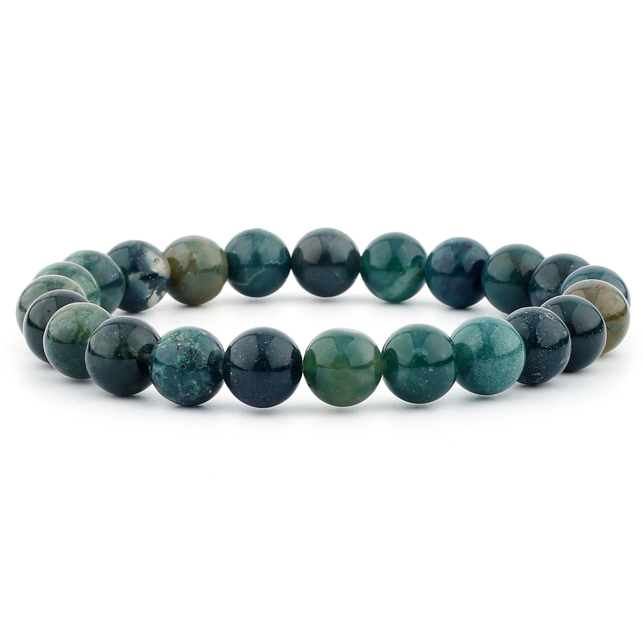VASCAVI Armband Moosachat Perlenarmband handgefertigt, Made in Germany, Naturstein, Edelstein, Heilstein mehr