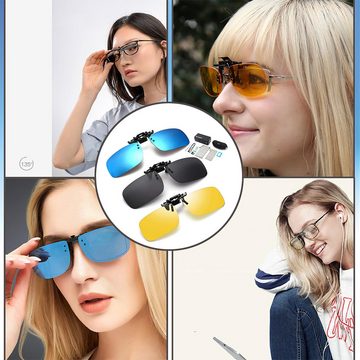 Avisto Sonnenbrille 3er-Set Clip-On Sonnenbrillen UV400, Rahmenlos für Outdoor (Sonnenbrillen-Clip, 3-St., 3-teiliges Clip-on-Set) Blendschutz