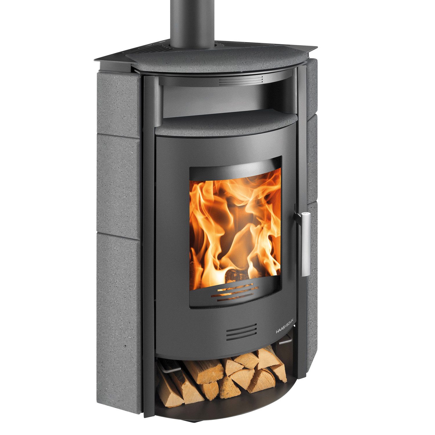 Haas + Sohn Kaminofen Haas + Sohn Kuopio-II 265.17-ST Kaminofen, Perlanthrazit-Woodstone, 8 kW, Kaminofen
