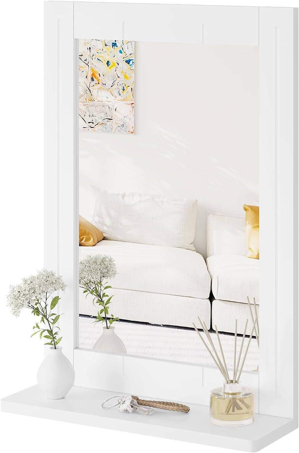 EUGAD Wandspiegel (1-St), mit Rahmen, Badezimmerspiegel aus MDF weiß günstig online kaufen