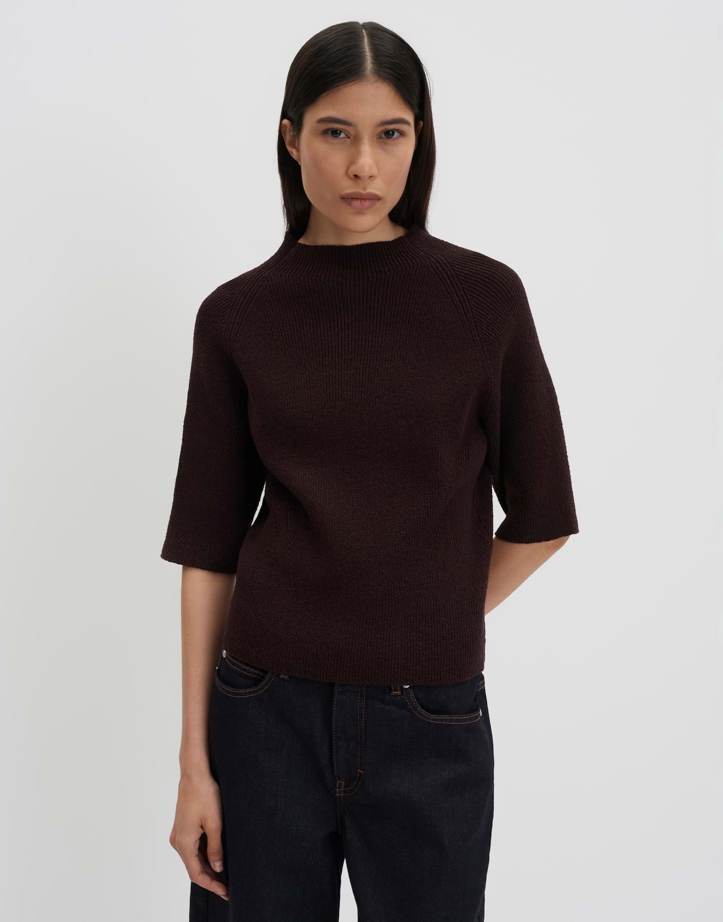 someday Kurzarmpullover Rippstrickpullover aus BCI Cotton Mix Slim Fit Elastische Qualität für hohen Tragekomfort