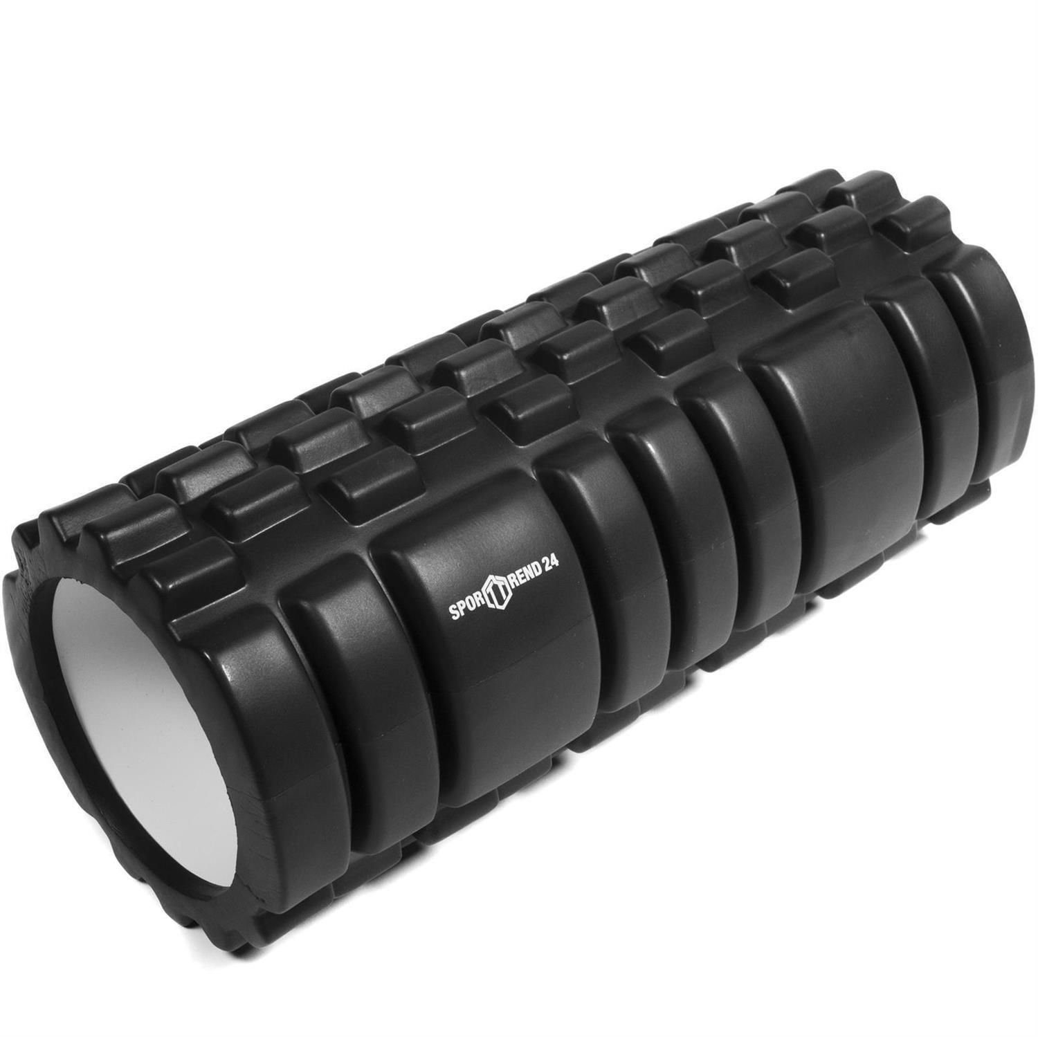 Sporttrend 24 Massagerolle Faszienrolle mit Noppen schwarz 33 x 14 cm, Massagerolle Yogarolle Pilatesrolle Schaumstoffrolle Bindegewebsrolle
