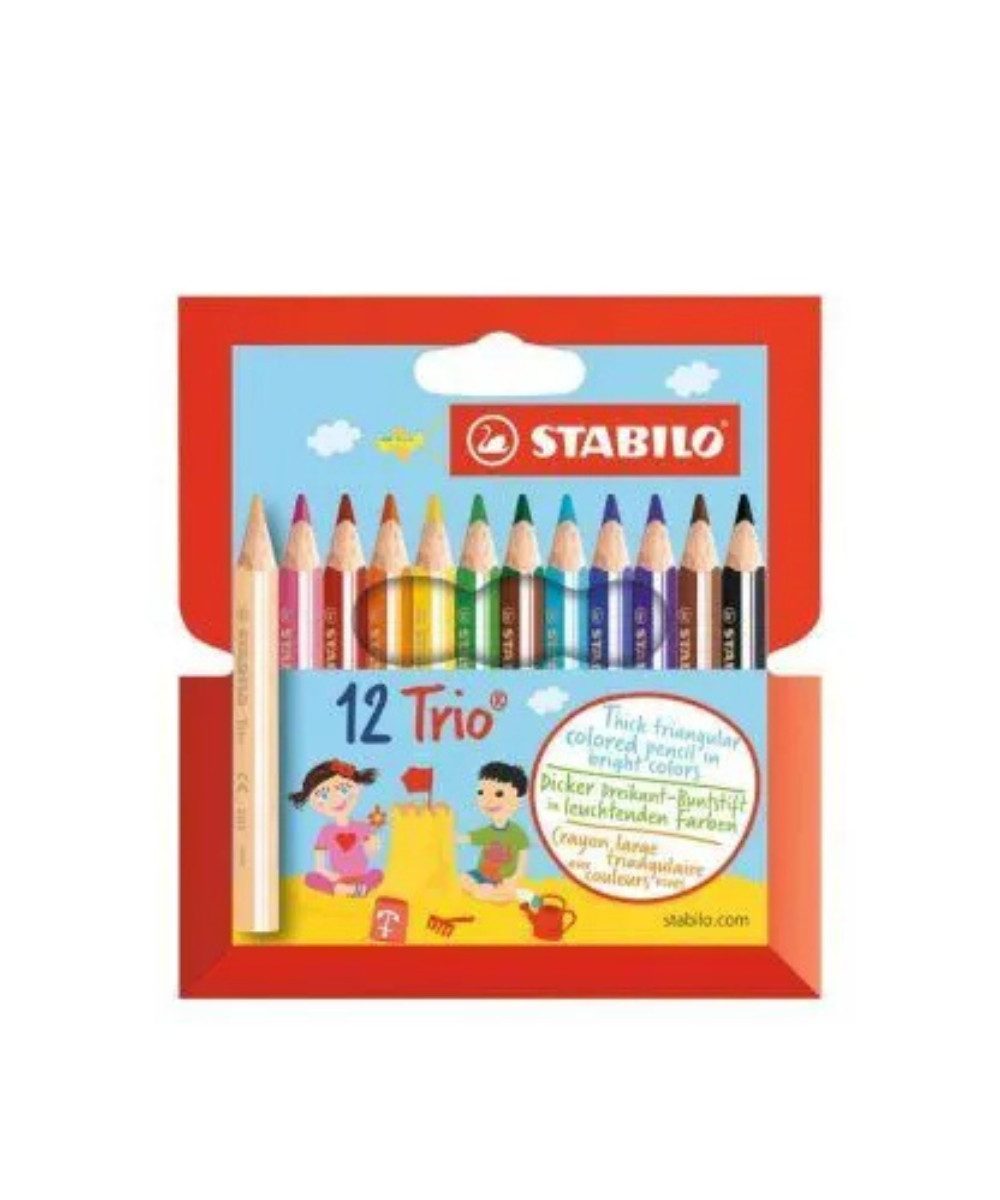 STABILO Buntstift STABILO Trio® dick und kurz Buntstifte farbsortiert, 12 St., (packung, 12-tlg., Buntstifte), Verpackung: Karton-Etui