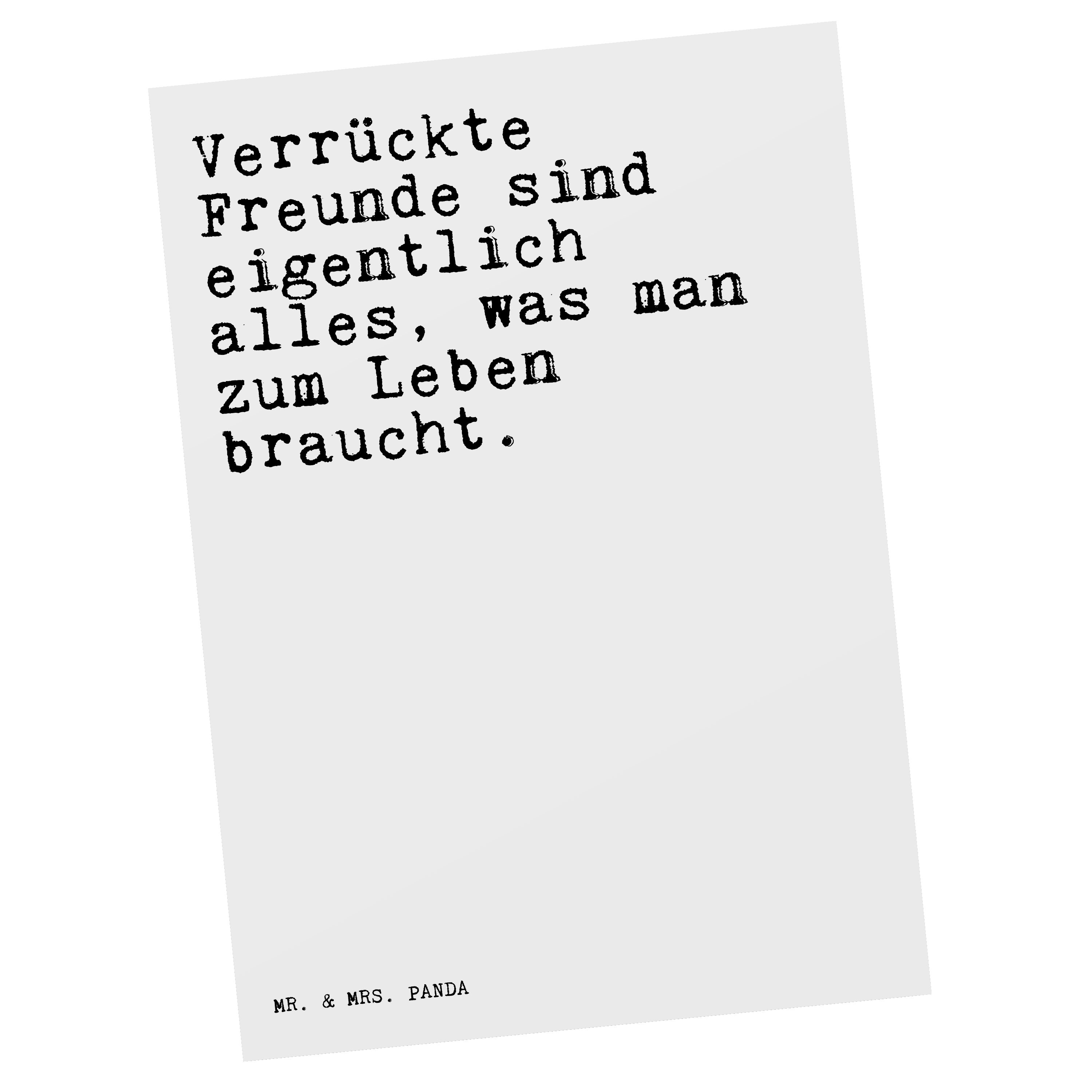 Mr. & Mrs. Panda Postkarte »Verrückte Freunde sind eigentlich... Weiß
