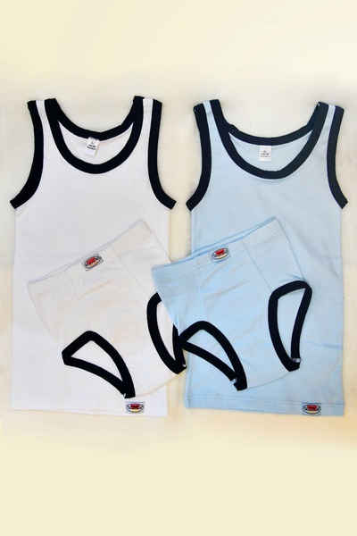 Toker Collection® Unterhemd Jungen Garnitur 2er Set je 2x Hemd und Slip (Packung, 2er-Pack) aus reiner Baumwolle