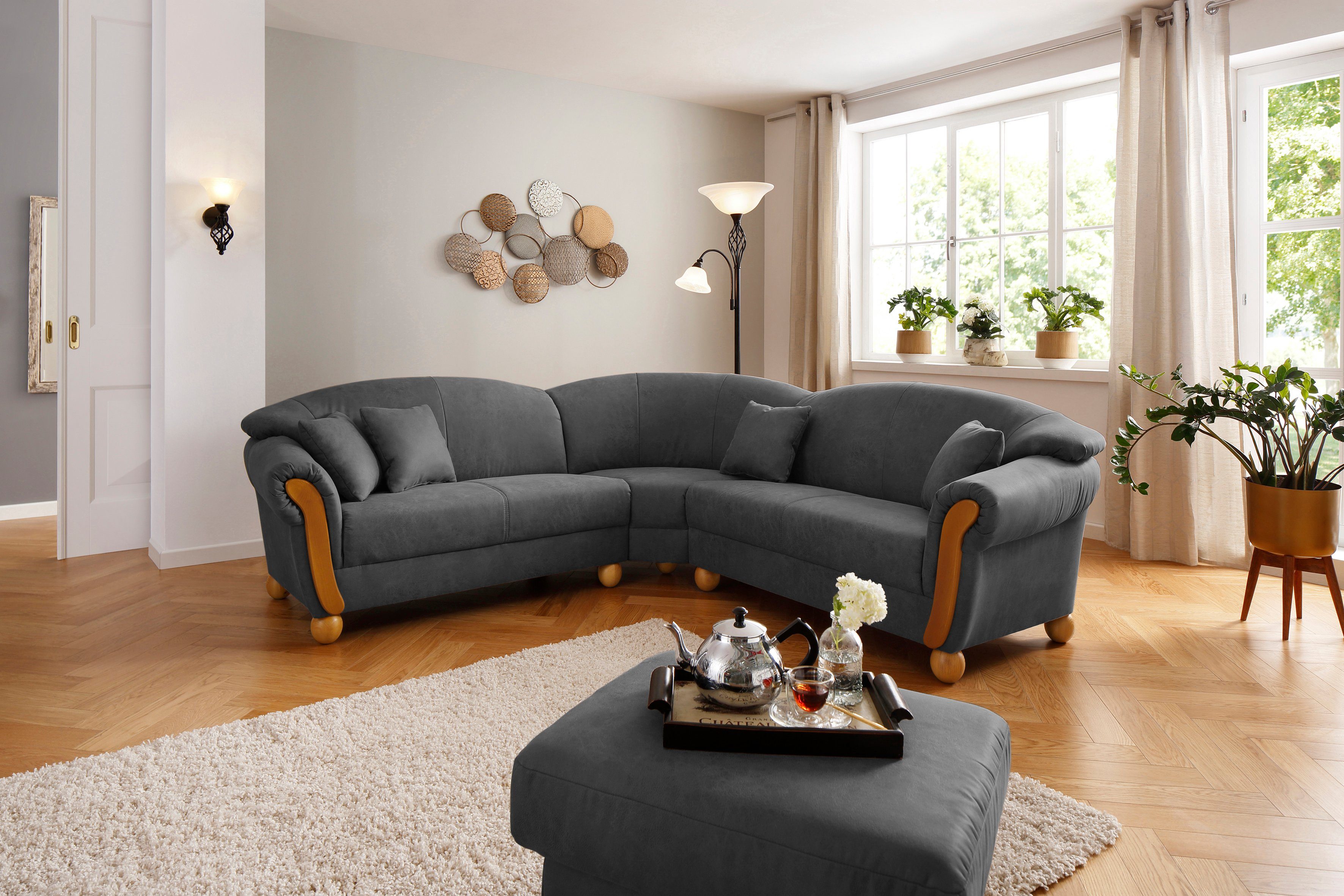 Home affaire Ecksofa Milano Vintage, L-Form, mit Federkern, Bezug in Lederoptik, incl. 4 Zierkissen