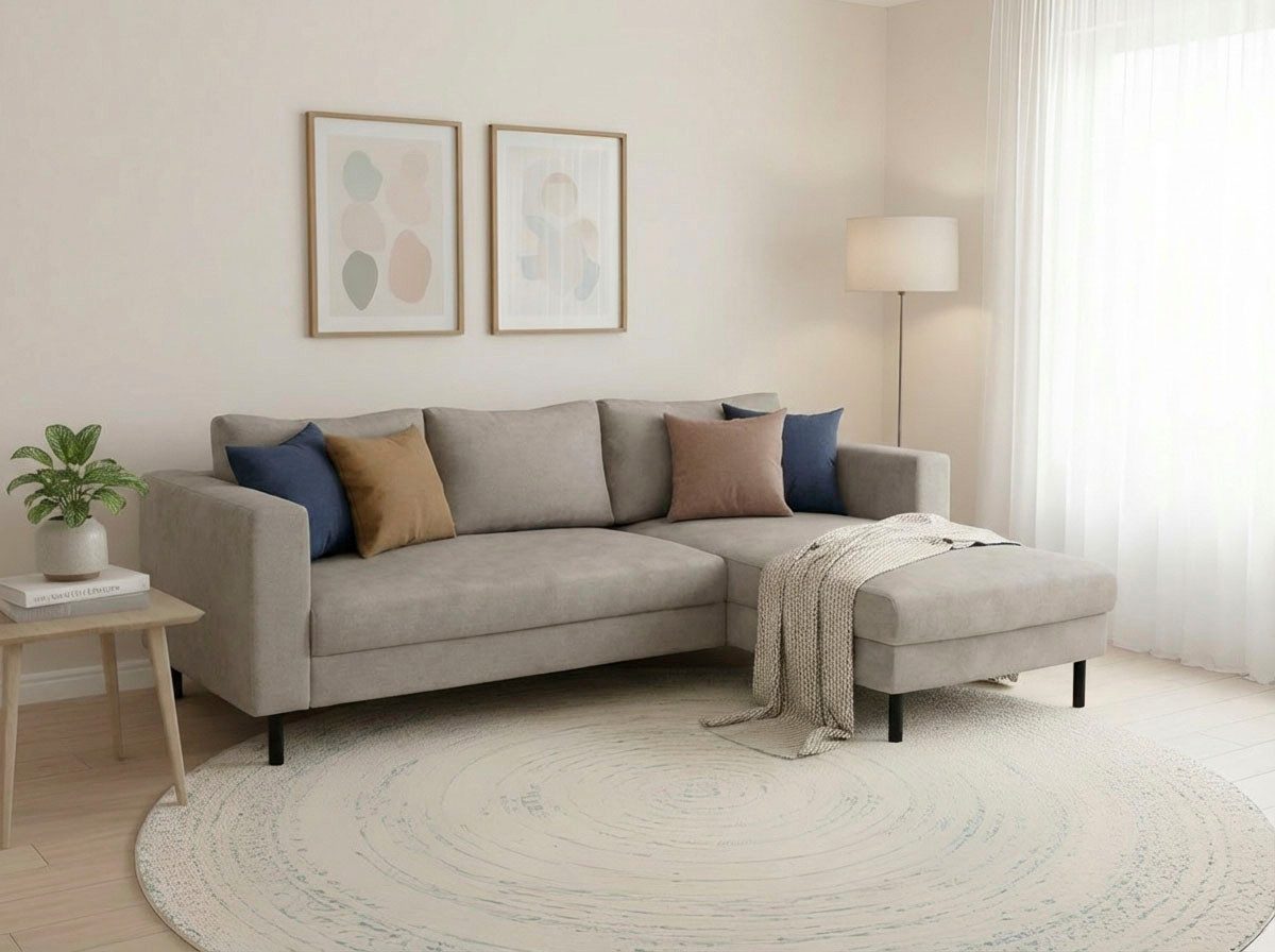 TRENDMANUFAKTUR Ecksofa Amazing II, wahlw. mit Schlaffunktion & Bettkasten, Fuß schwarz, Recamiere beidseitig montierbar, L-Form,in Cord o. Struktur, B: 232 cm
