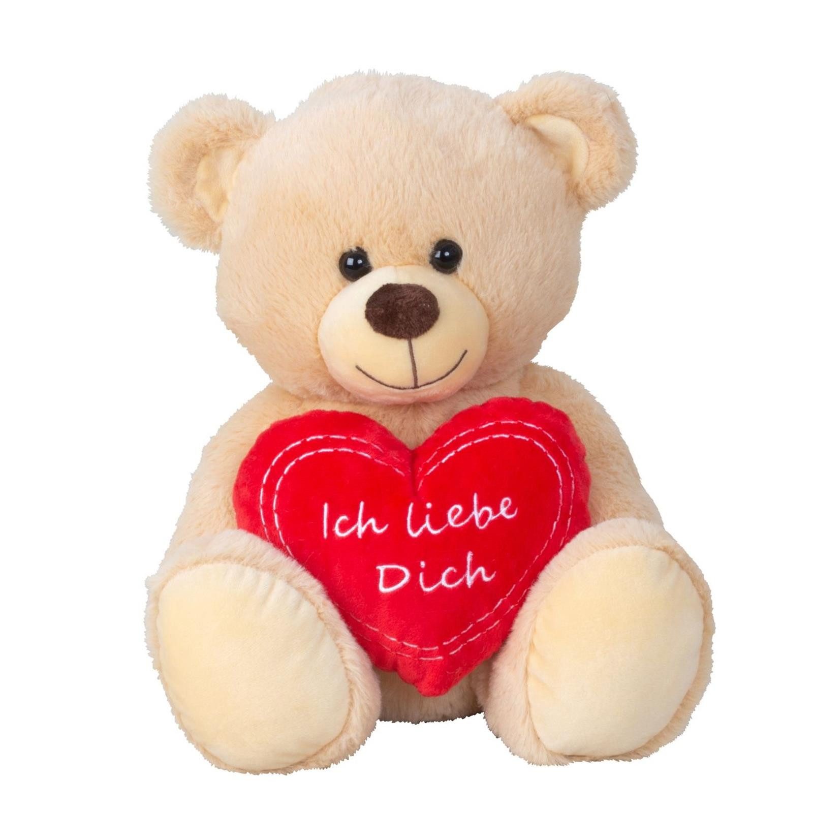 Geschenkestadl Kuscheltier Kuscheliger Teddybär mit Herz „Ich liebe dich“ – Geschenk voller Liebe (1-St), kuschelig flauschig Herz