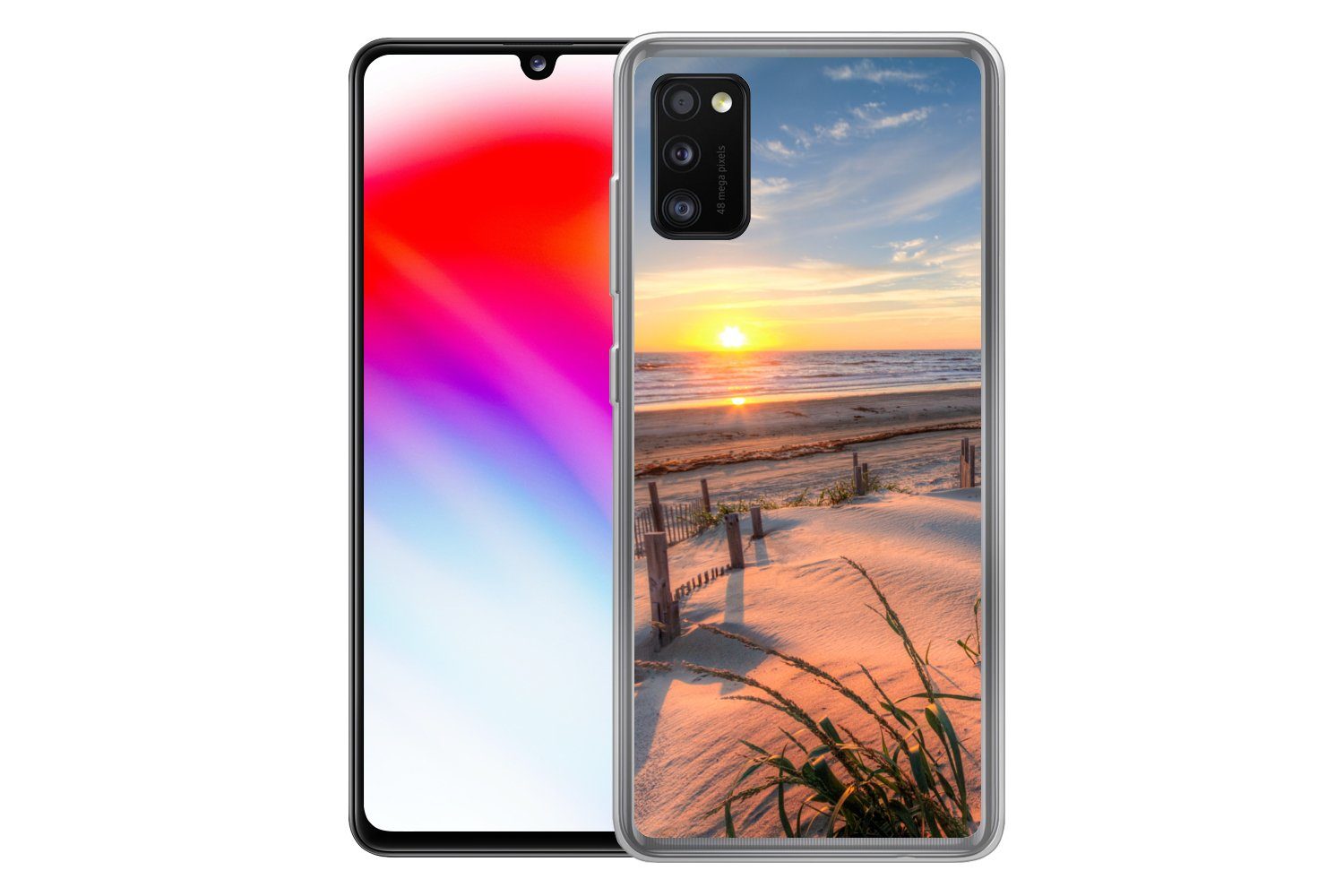 MuchoWow Handyhülle für Samsung Galaxy A41 Strand - Meer - Düne - Sonnenuntergang - Landsc, Smartphone-Bumper, Print, Handy Schutzhülle Dünn