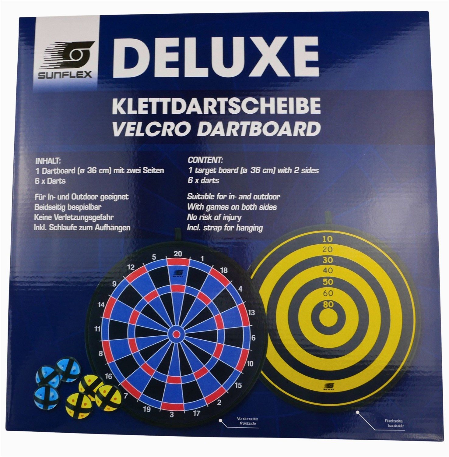 Sunflex Spiel Klettdartscheibe Deluxe, Darts Scheibe Kinder Spiel Klett Wurfspiel Klettballspiel