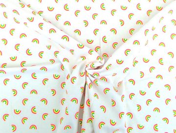 Corileo Stoff Baumwolljersey Neon Regenbögen auf Weiß Stoff, Meterware