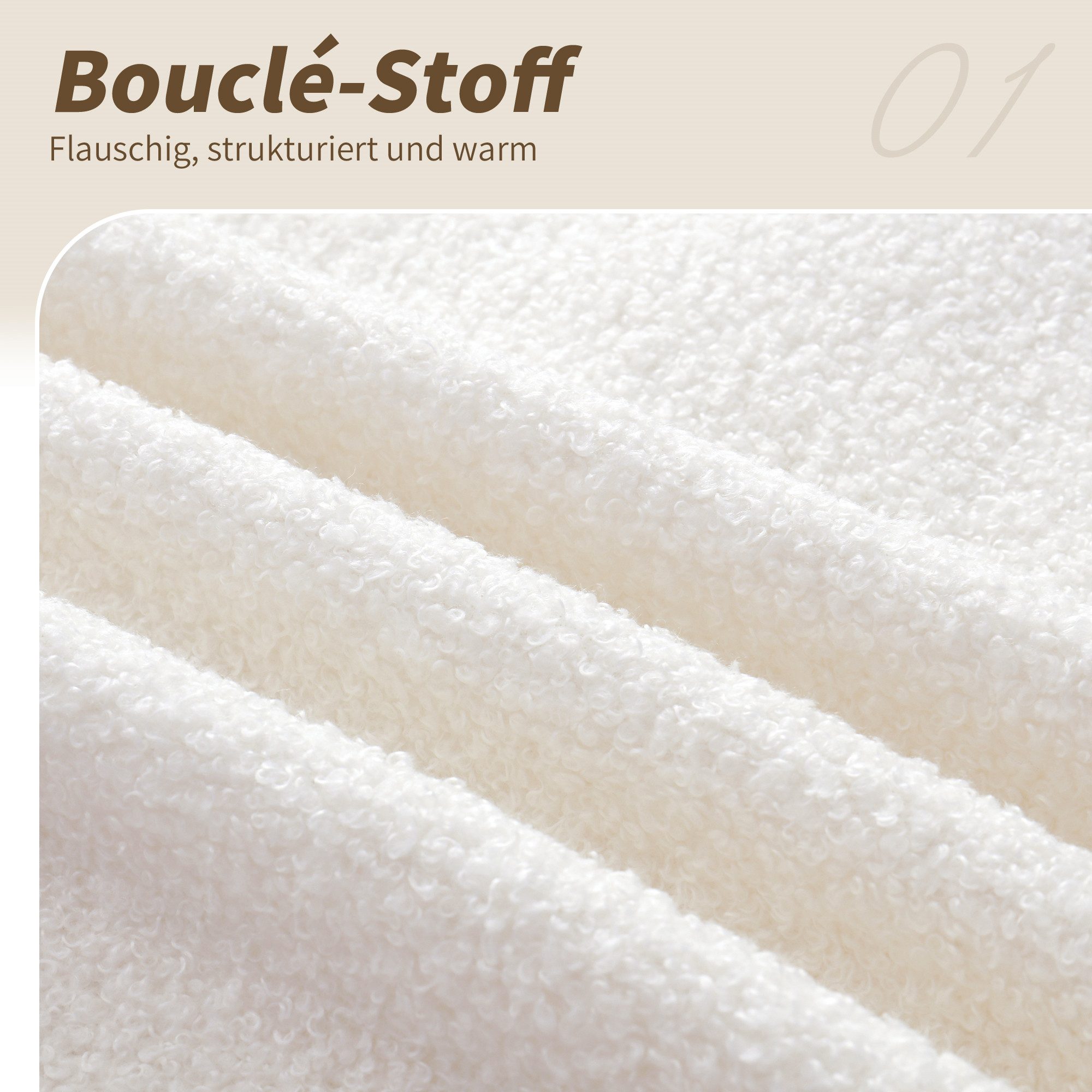 REDOM Polsterbett Funktionsbett mit Lattenrost & gepolstertem Kopfteil (Packung, mit großem Bettkasten und Matratze, Beige, 90x200 cm), Bouclé-Oberfläche, weiche Polsterung für Kinder