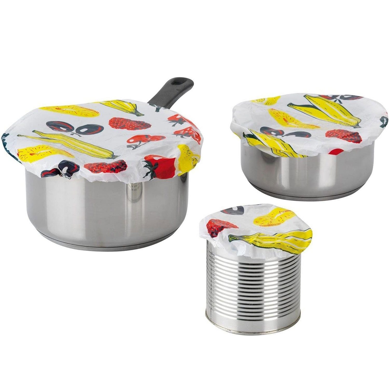 WESTMARK Vorratsdose 5 flexible Topfhauben/-abdeckungen, mit Gummizug, Kunststoff, Weiß/Bun, PE