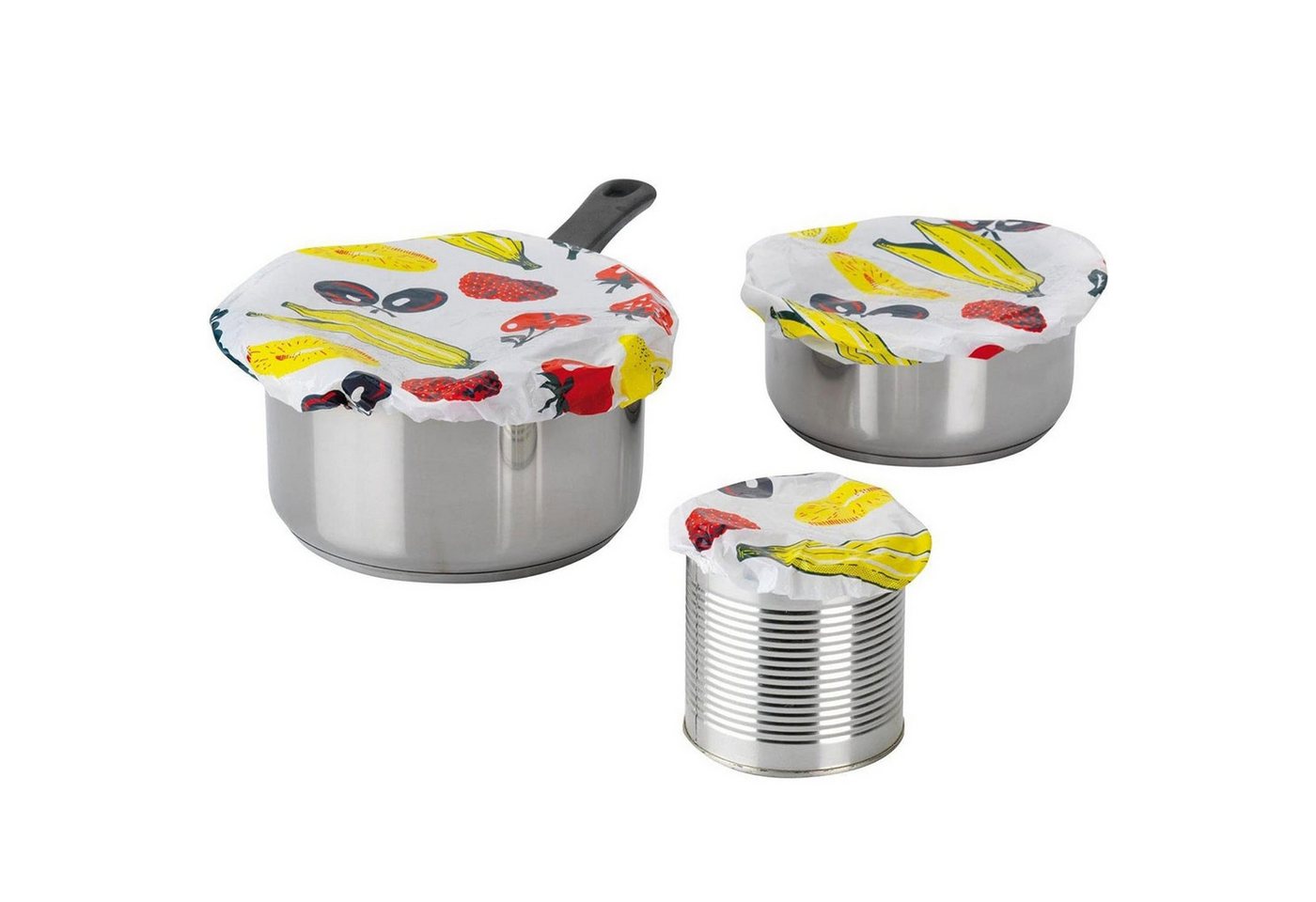 WESTMARK Vorratsdose 5 flexible Topfhauben/-abdeckungen, mit Gummizug, Kunststoff, Weiß/Bun, PE