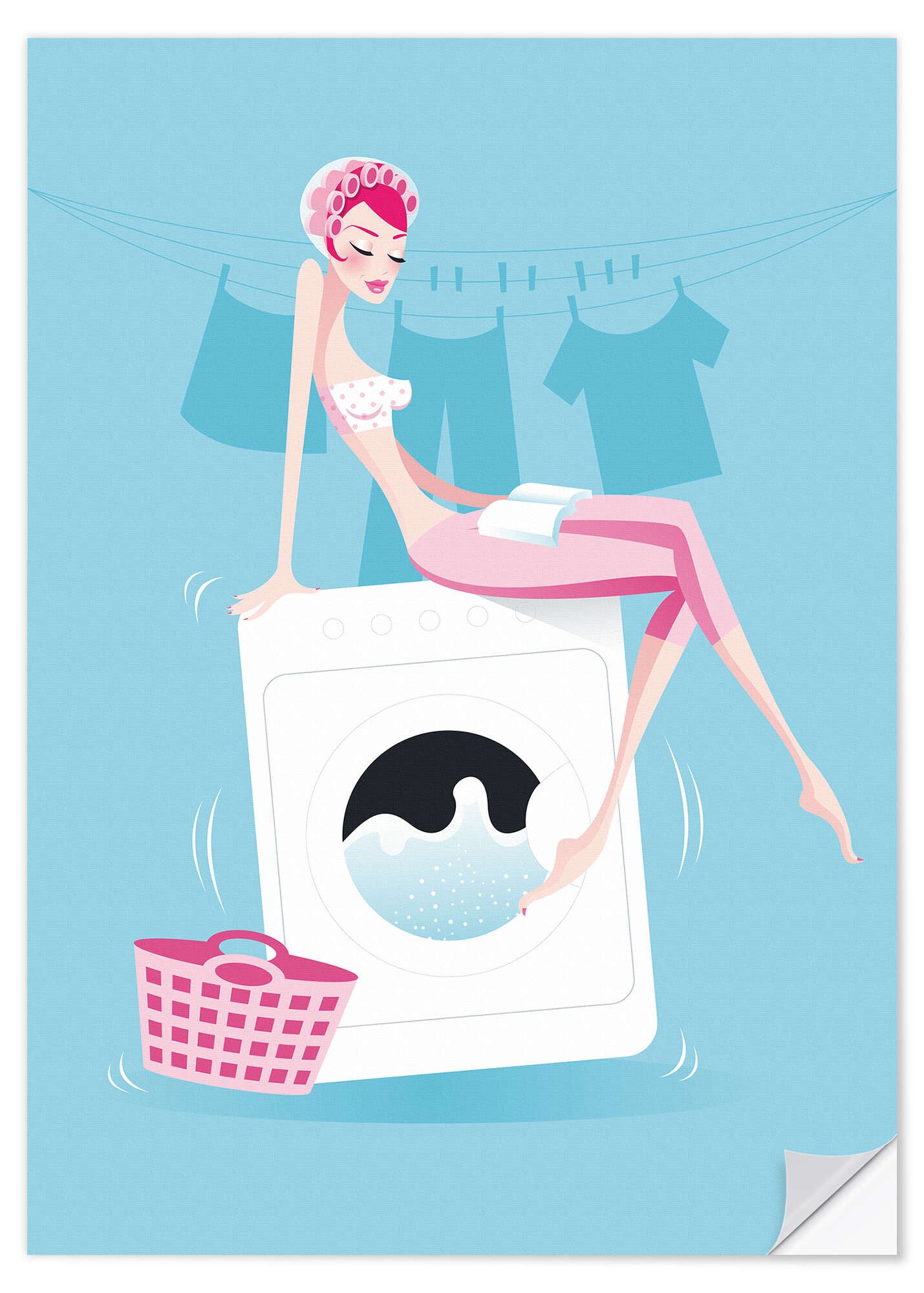 Posterlounge Wandfolie Editors Choice, Waschtag, Badezimmer Illustration