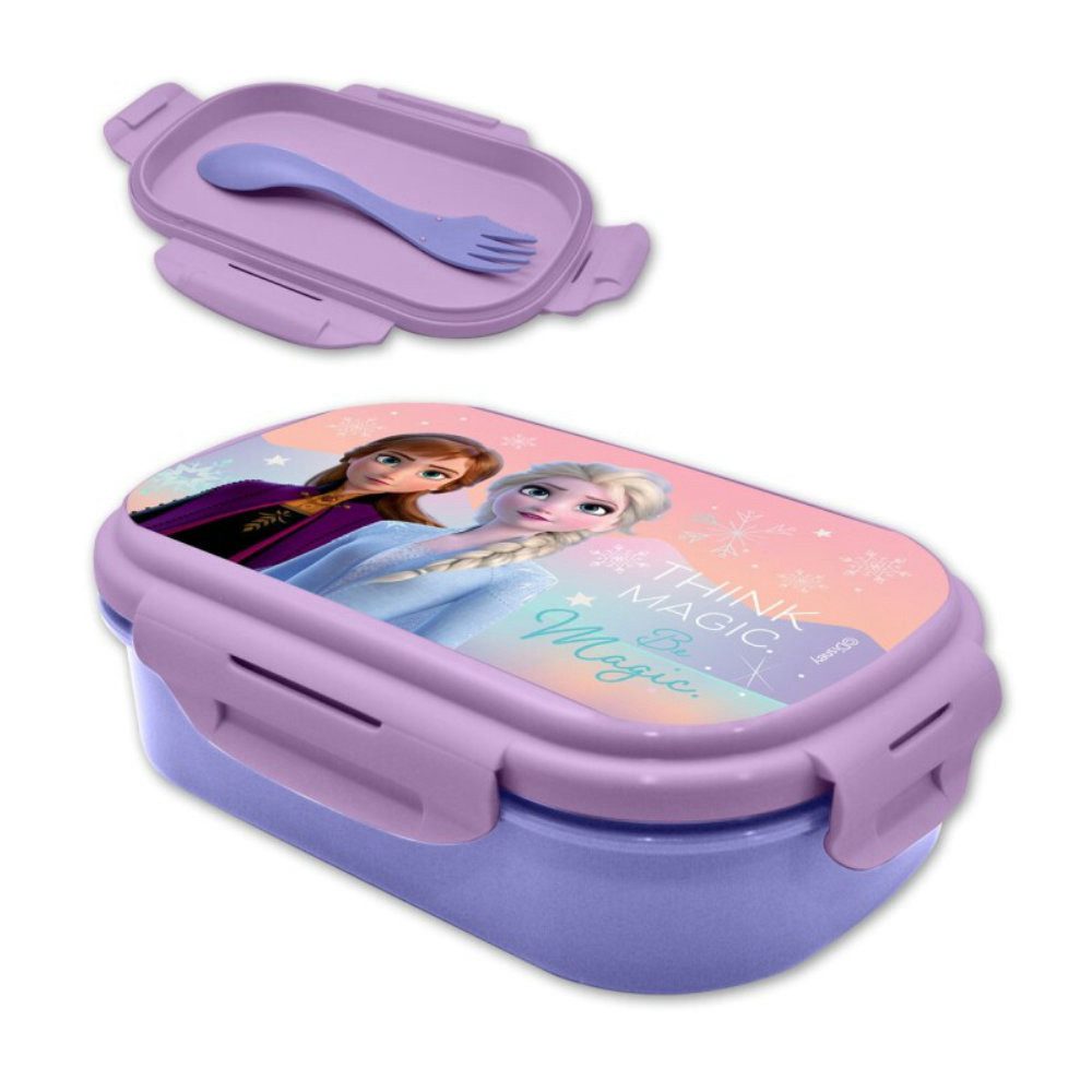 Disney Lunchbox Disney Die Eiskönigin Anna Elsa 2 tlg Kinder Set Brotdose plus Göffel, Kunststoff, (2-tlg), Lilla oder Hellblau