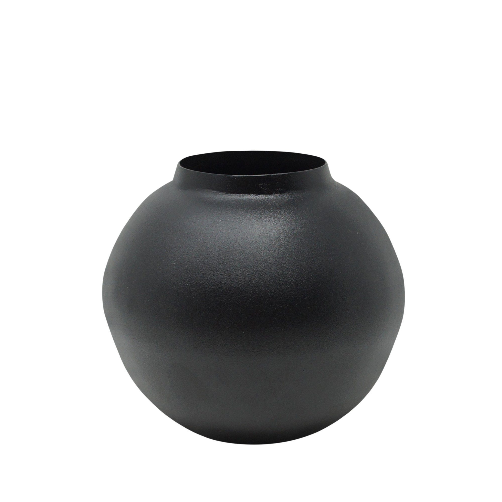 Dekovase Blumenvase Soyah aus Eisen in Schwarz und Weiß, Ø14,5x13,5cm