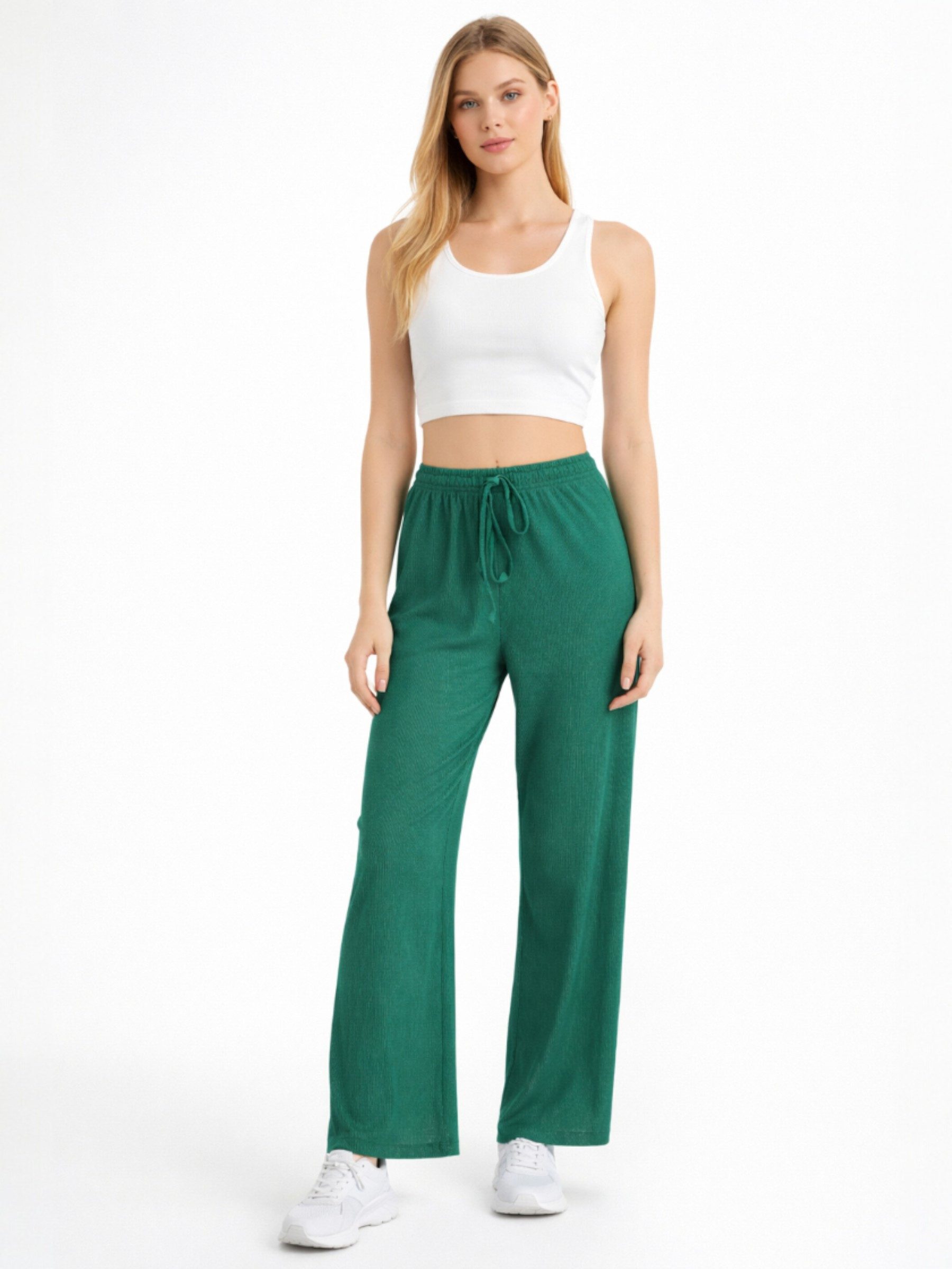 fashionshowcase Palazzohose Damen Crinkle Hose mit elastischem Bund & Tunne günstig online kaufen