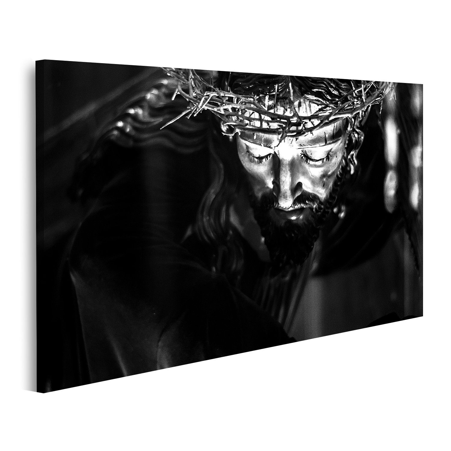 islandburner Leinwandbild Bild auf Leinwand Schwarzer und weißer Jesus Chri günstig online kaufen