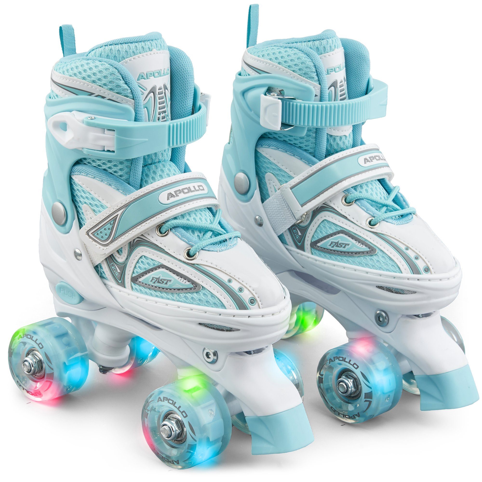 Apollo Rollschuhe LED Rollschuhe größenverstellbar Super Quads X-Pro, größenverstellbare Roller Skates für Mädchen und Jungen - Größen 31-42