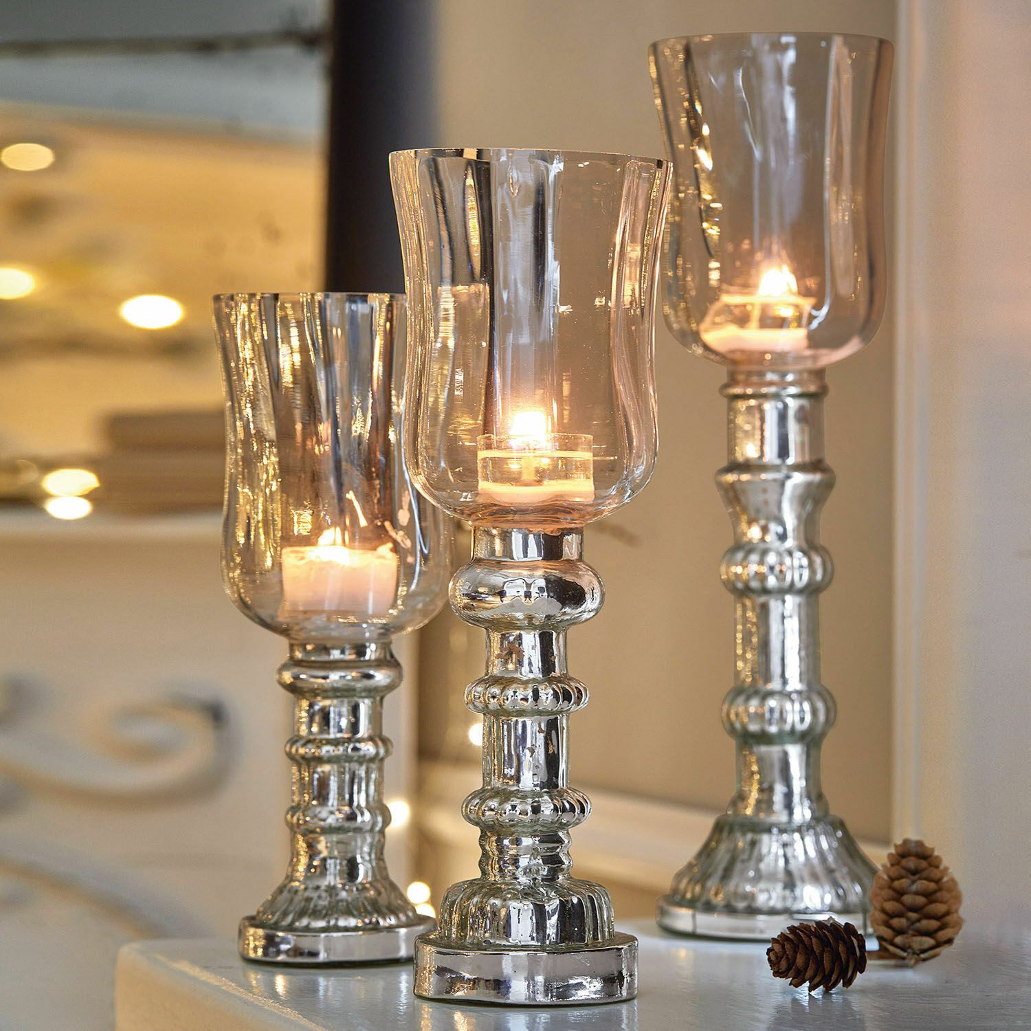 Mirabeau Windlicht Windlicht 3er Set Fréjeville klar/silber (3er Set, 3er S günstig online kaufen