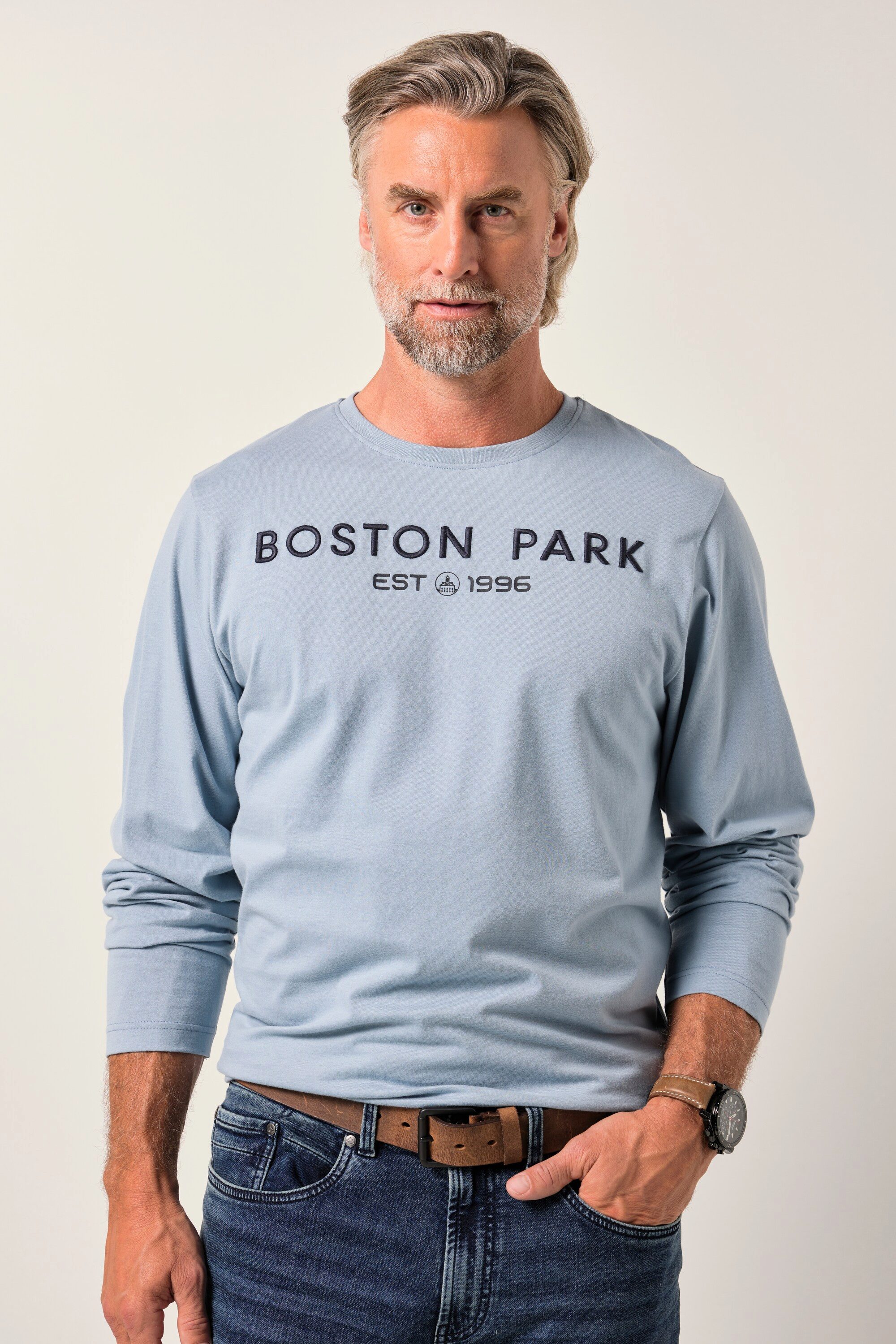 Boston Park T-Shirt Langarmshirt Brustprint
